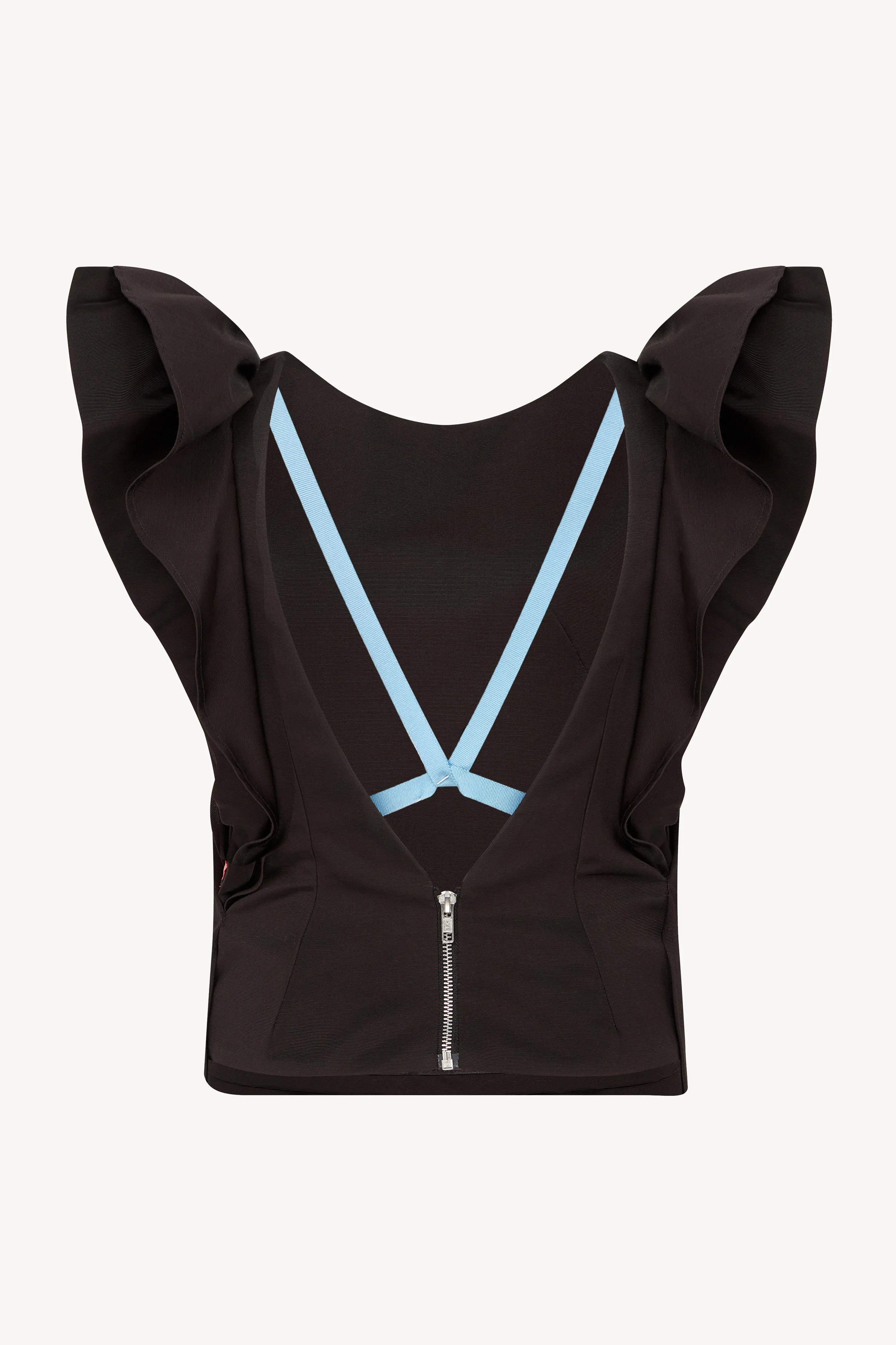 BLACK AND RED STRIPE FRILL SLEEVE PINNY TOP sold by Talia Byre product image thumbnail 2