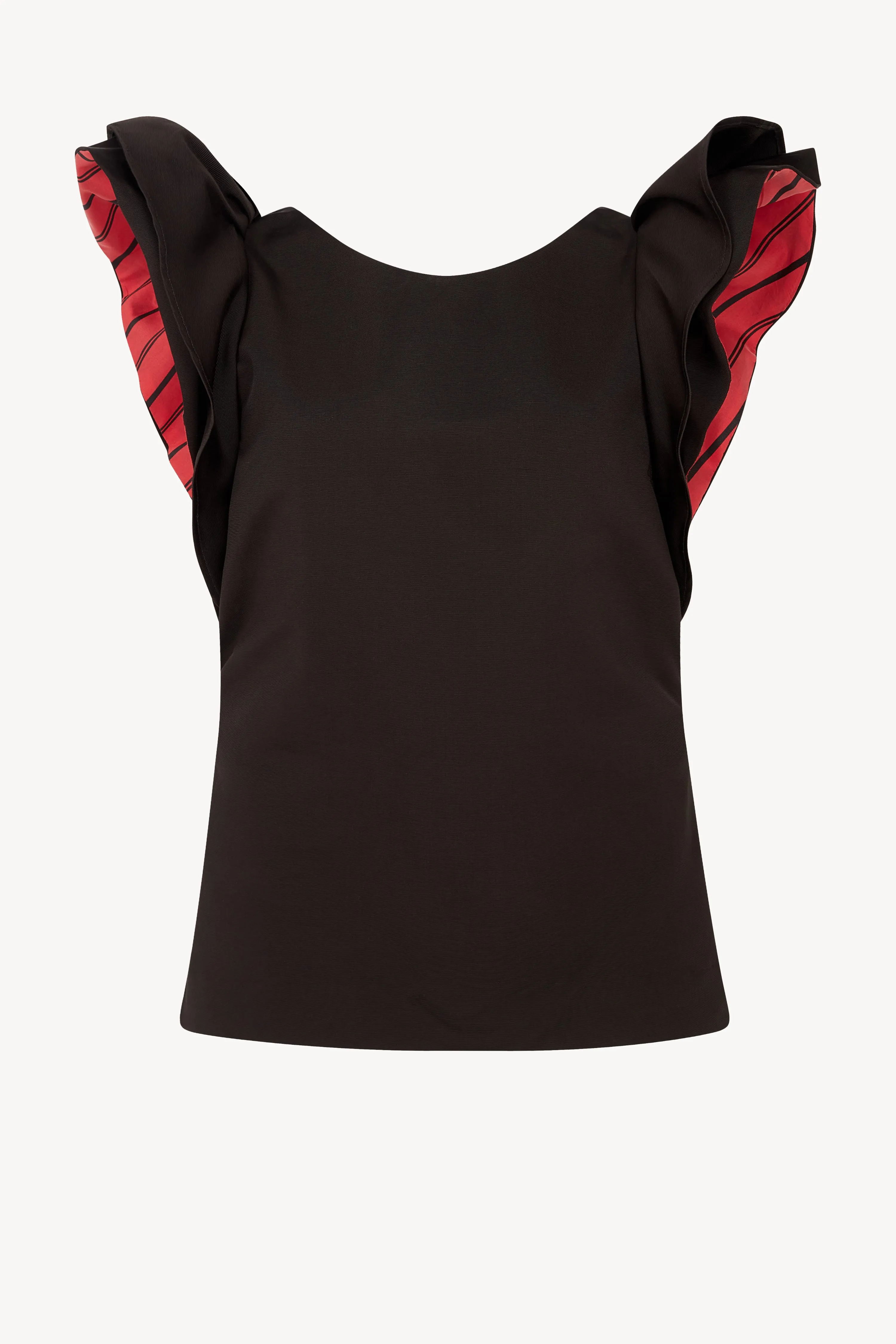 BLACK AND RED STRIPE FRILL SLEEVE PINNY TOP sold by Talia Byre