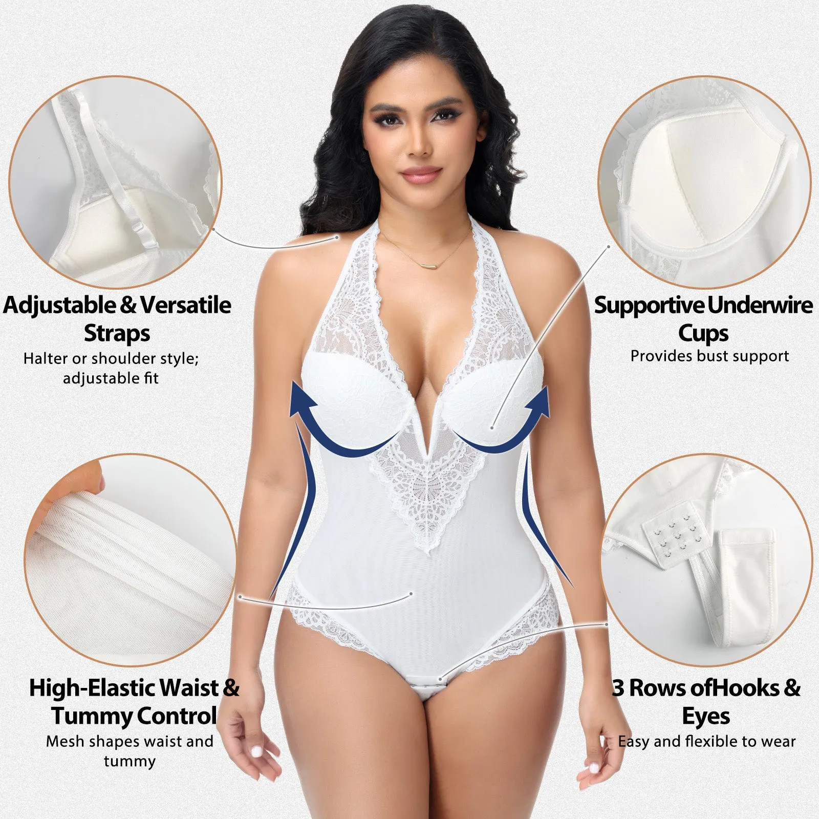 Shaperin V-Neck Underwire Tummy Control Convertible Strap Bodysuit sold by Shaperin product image thumbnail 2