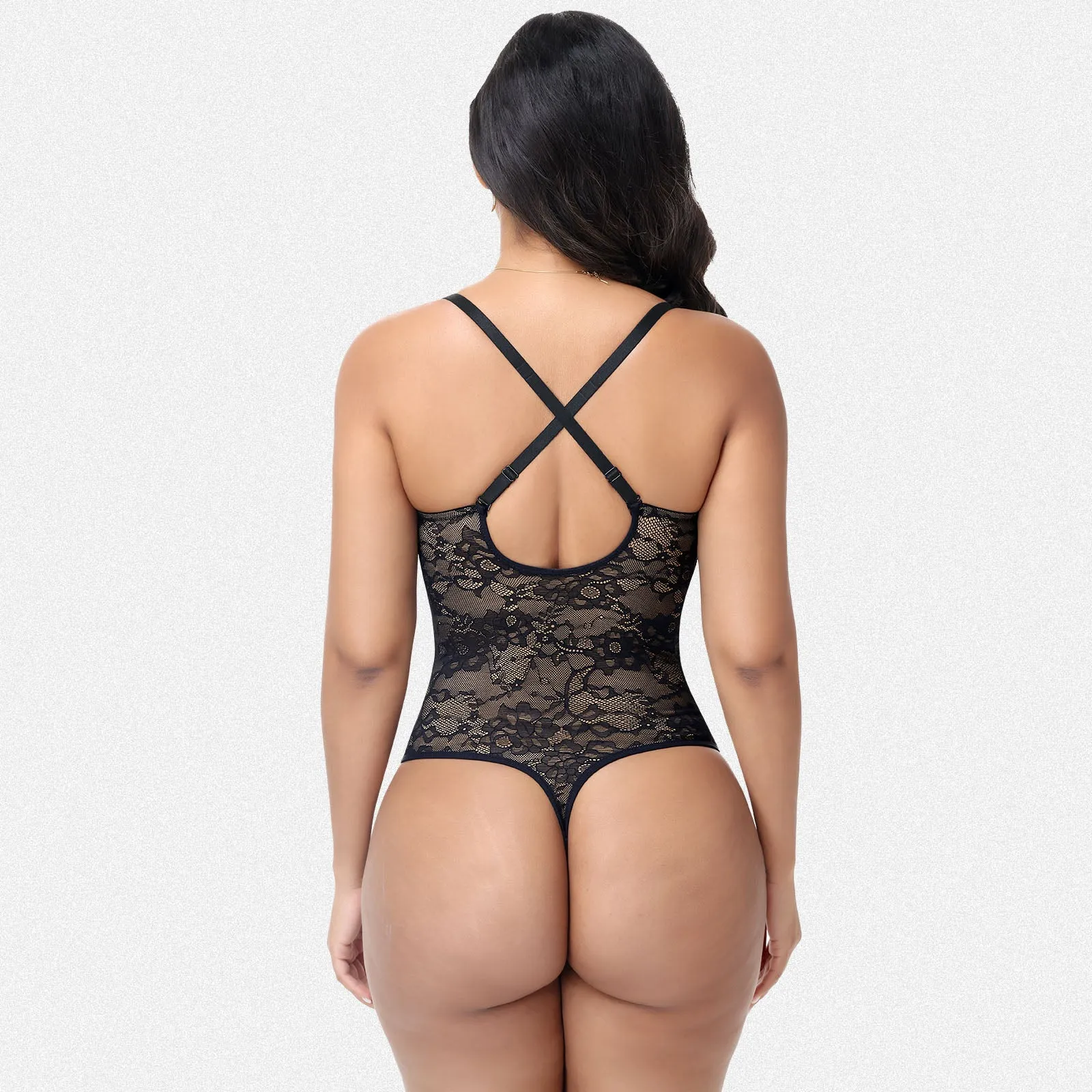 Shaperin Lace V-Neck Underwire Shapewear Tummy Control Bodysuit sold by Shaperin product image thumbnail 5