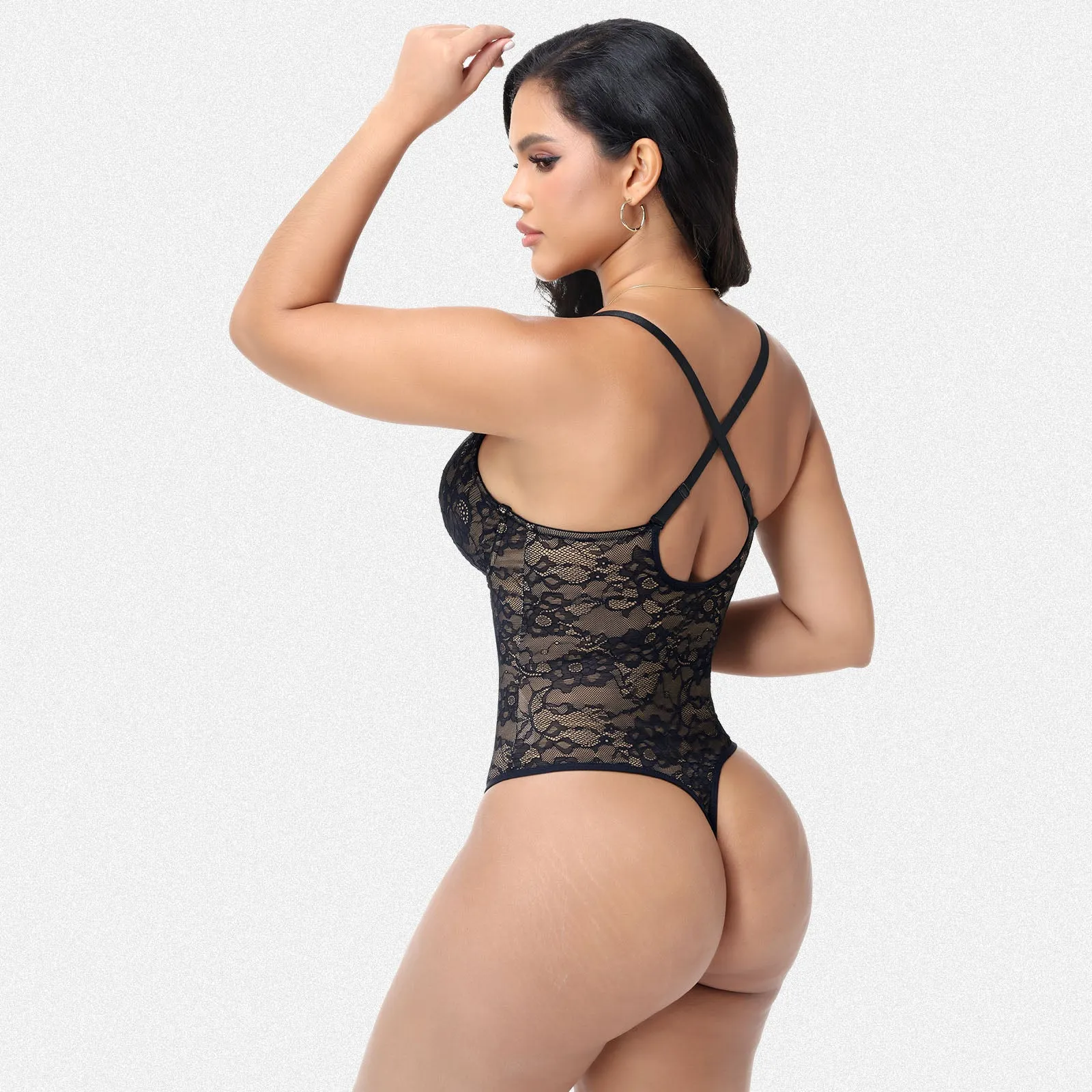 Shaperin Lace V-Neck Underwire Shapewear Tummy Control Bodysuit sold by Shaperin product image thumbnail 4