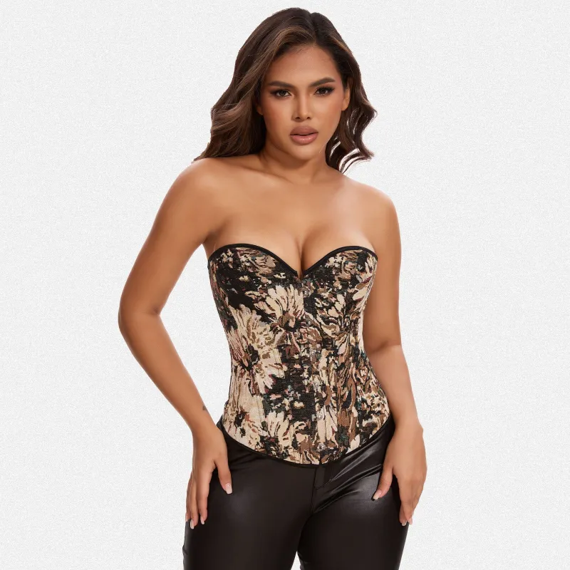 Shaperin Vintage Floral Denim Corset Top for Women Renaissance Bustier made by Shaperin
