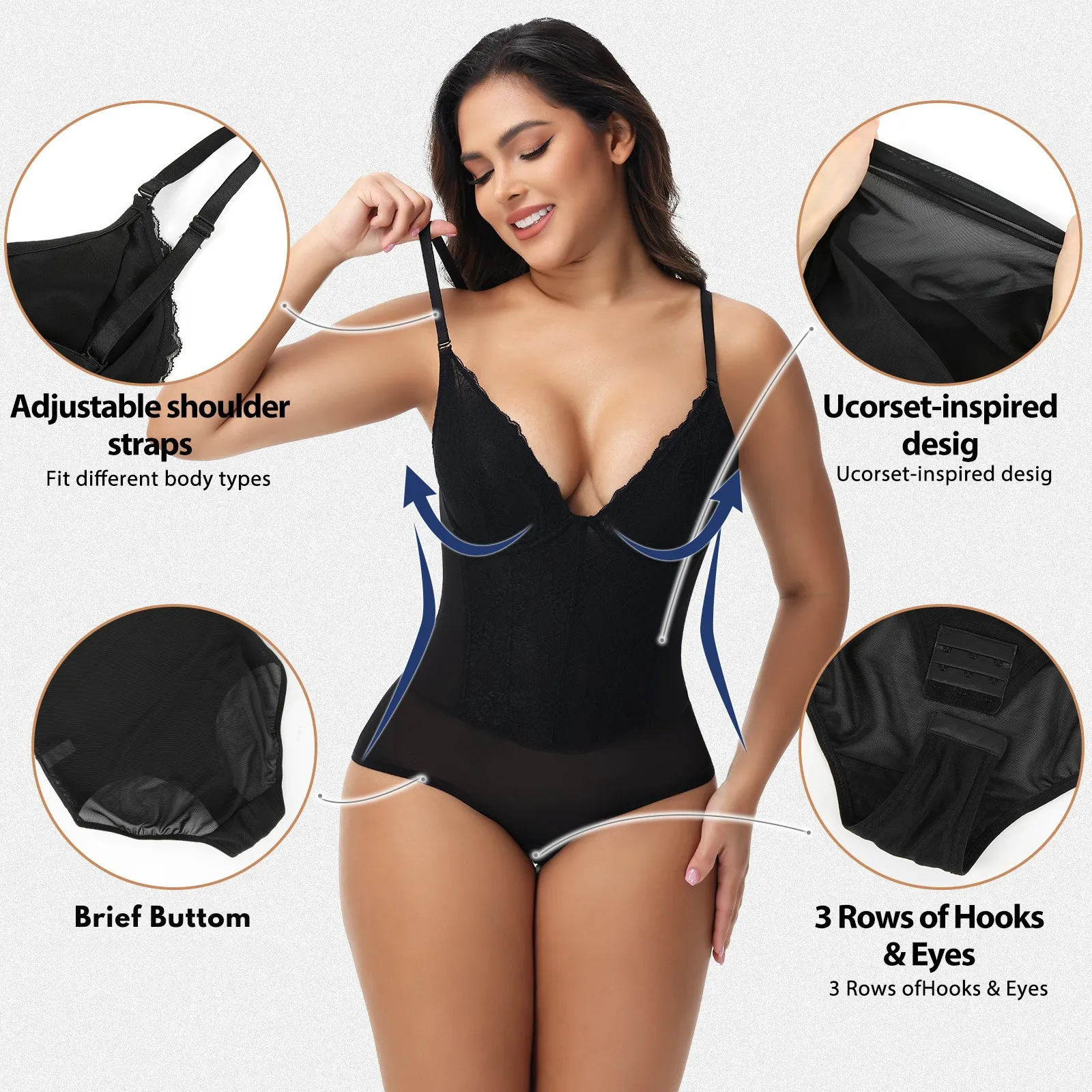 Shaperin Women’s Lace Shapewear Tummy Control Bodysuit sold by Shaperin product image thumbnail 2