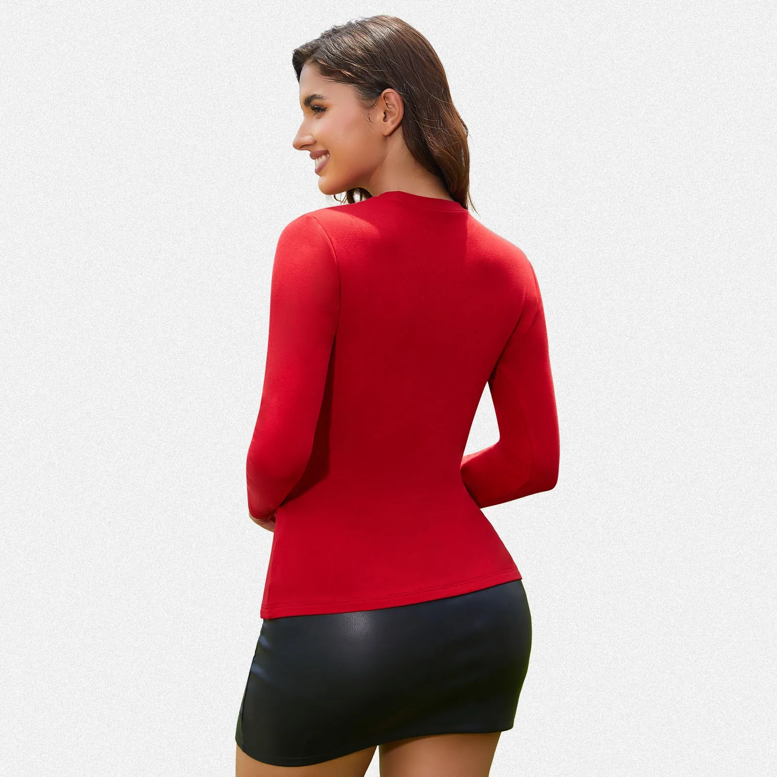 Shaperin Women’s Thermal Long Sleeve High Crew Neck Pullover Top sold by Shaperin product image thumbnail 4