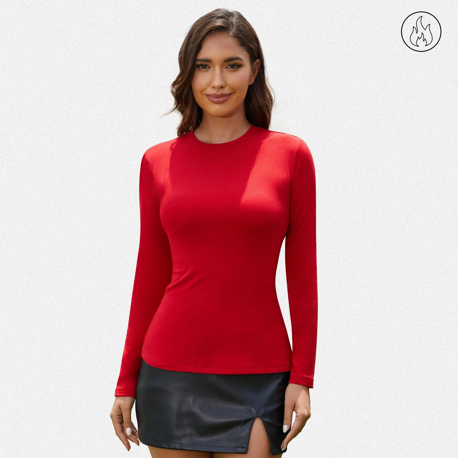 Shaperin Women’s Thermal Long Sleeve High Crew Neck Pullover Top sold by Shaperin