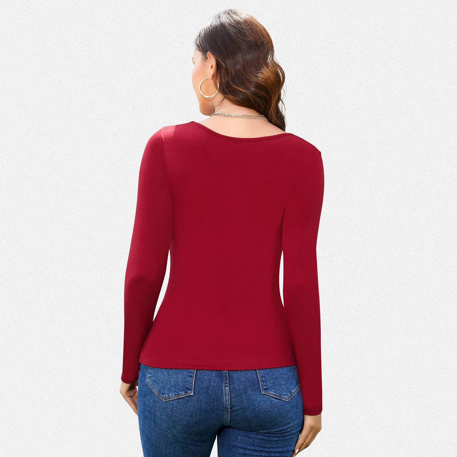 Shaperin Women’s Fleece-Lined Long Sleeve Square Neck Ribbed Top sold by Shaperin product image thumbnail 5