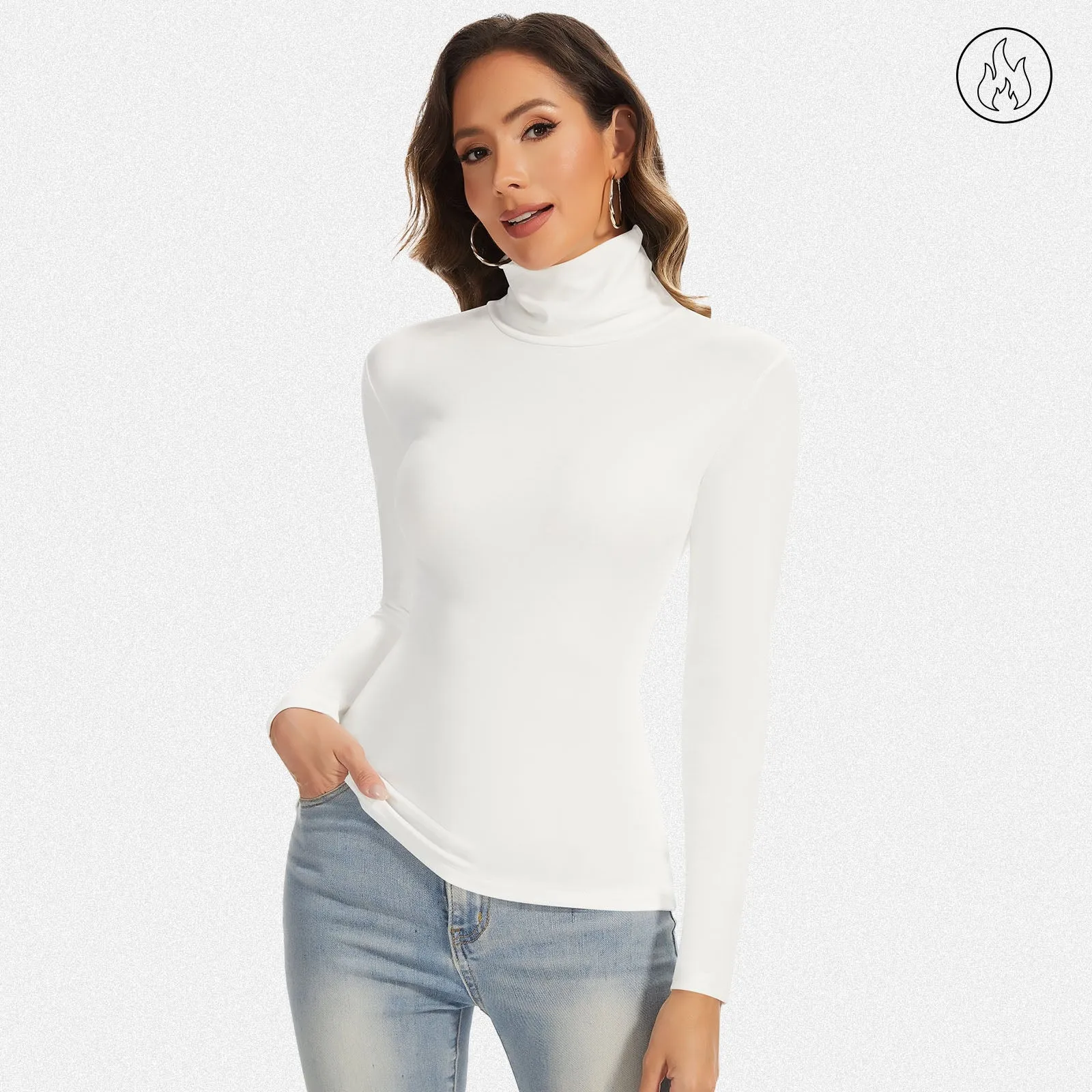 Shaperin Women’s Long Sleeve Fleece Lined Turtleneck Basic Top sold by Shaperin