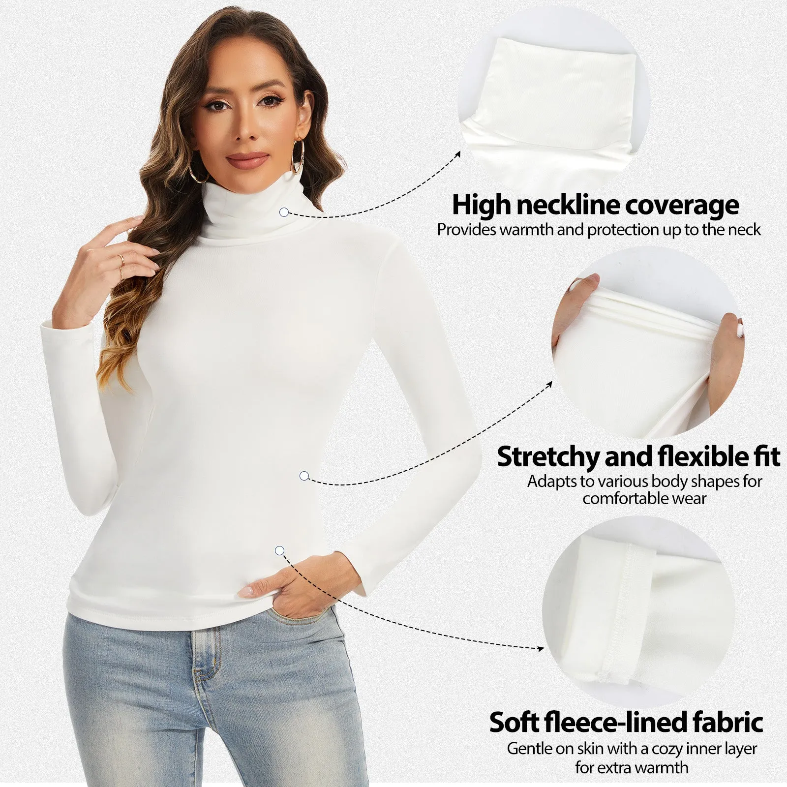 Shaperin Women’s Long Sleeve Fleece Lined Turtleneck Basic Top sold by Shaperin product image thumbnail 2