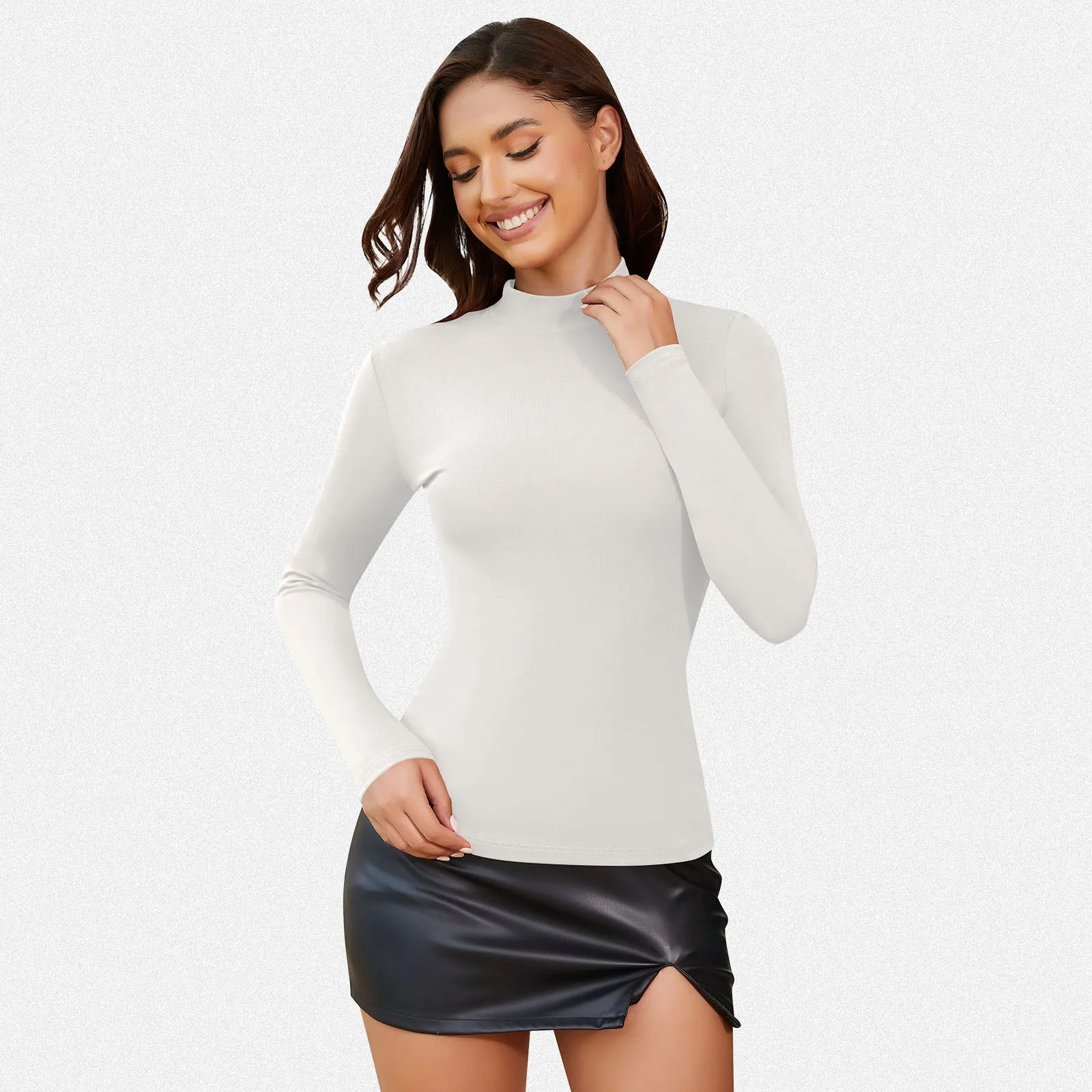 Shaperin Women's Long Sleeve Slim Fit Turtle Neck Basic Ribbed Top sold by Shaperin product image thumbnail 2