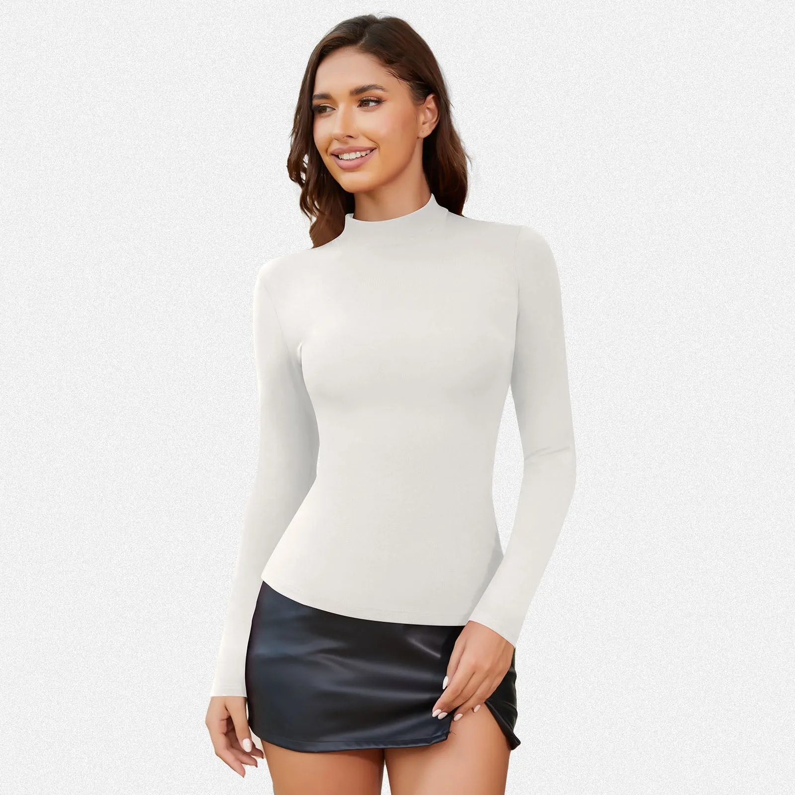 Shaperin Women's Long Sleeve Slim Fit Turtle Neck Basic Ribbed Top sold by Shaperin product image thumbnail 3