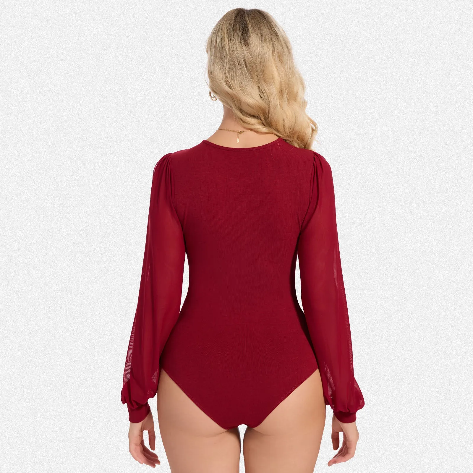 Shaperin Viscose Bodysuit Top with Puff Sleeves & Snap Closure sold by Shaperin product image thumbnail 5