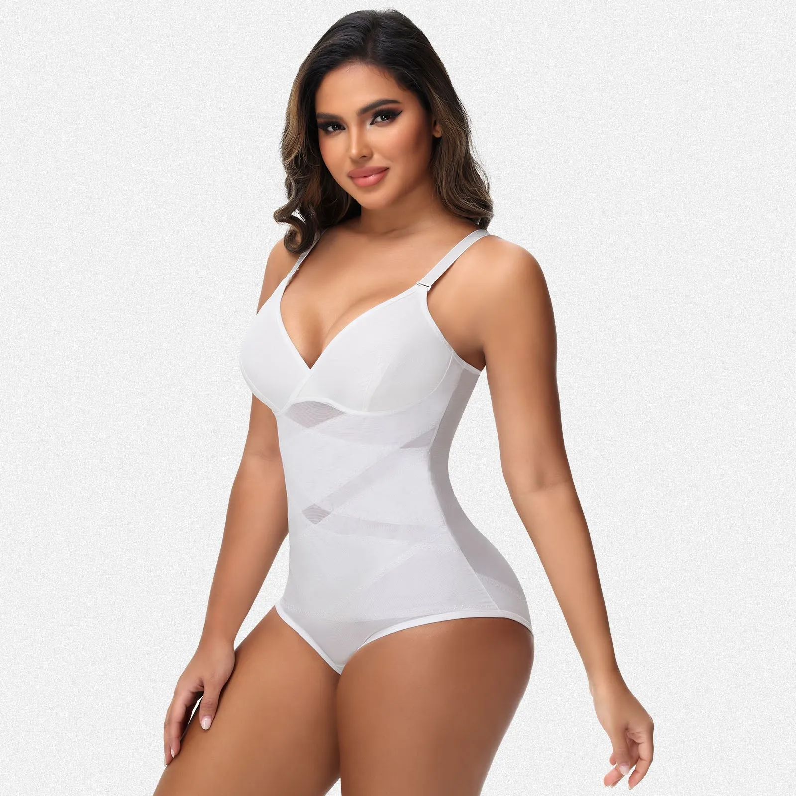 Shaperin Tummy Control Bodysuit Shaper with V Neck & Adjustable Straps sold by Shaperin product image thumbnail 3