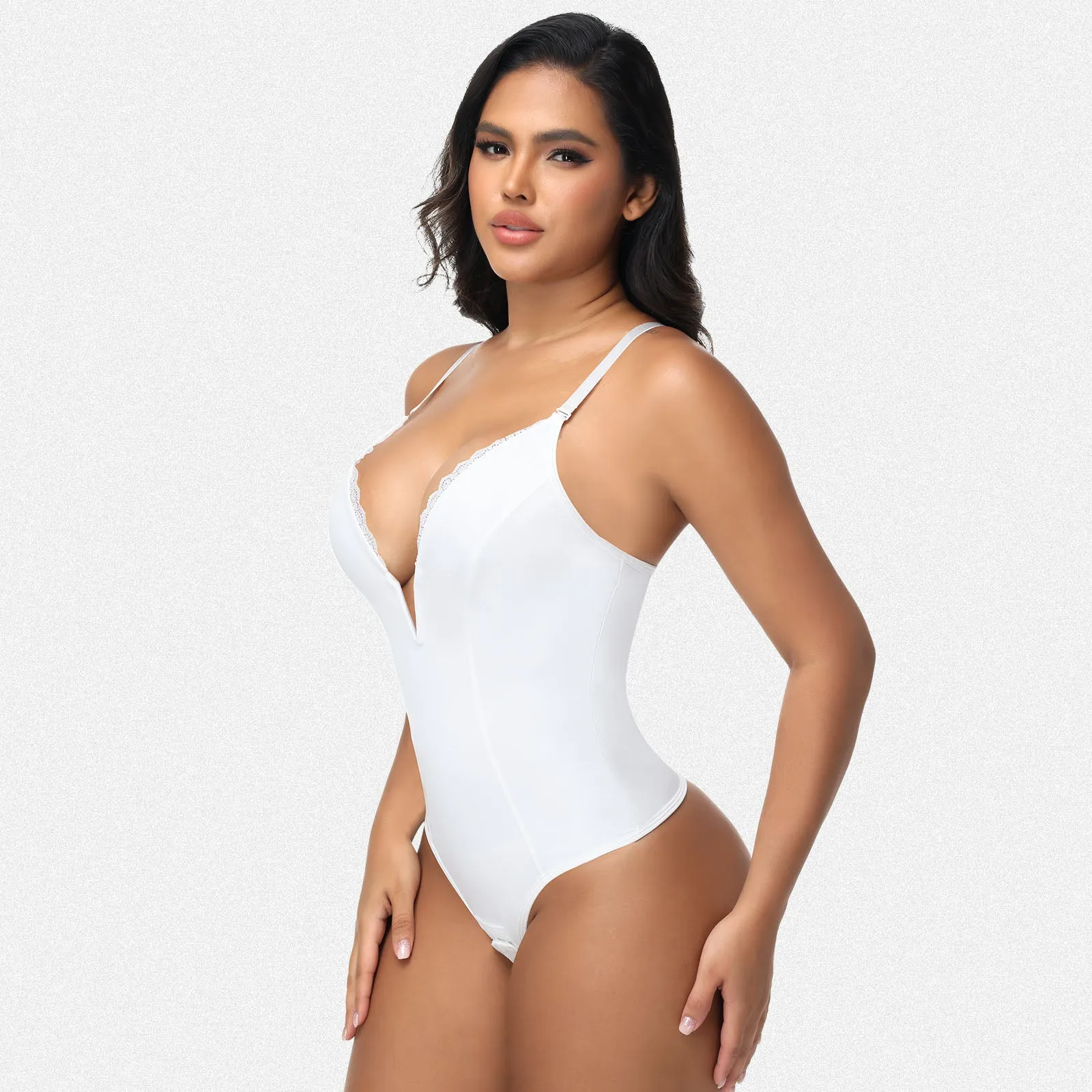 Shaperin Slimming Deep V Plunge Shapewear Tummy Control Thong Bodysuit sold by Shaperin product image thumbnail 4