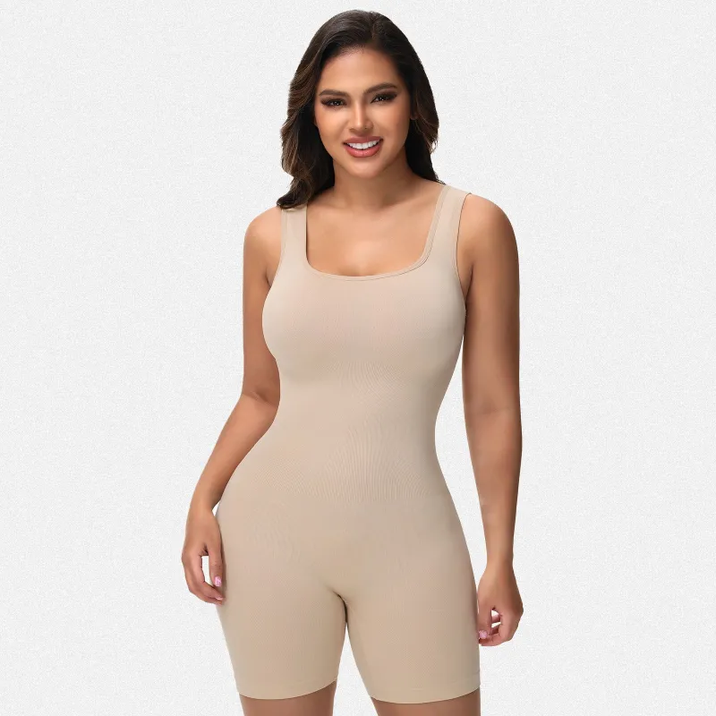 Shaperin Mid Thigh Shapewear Bodysuit with Shoulder Straps sold by Shaperin