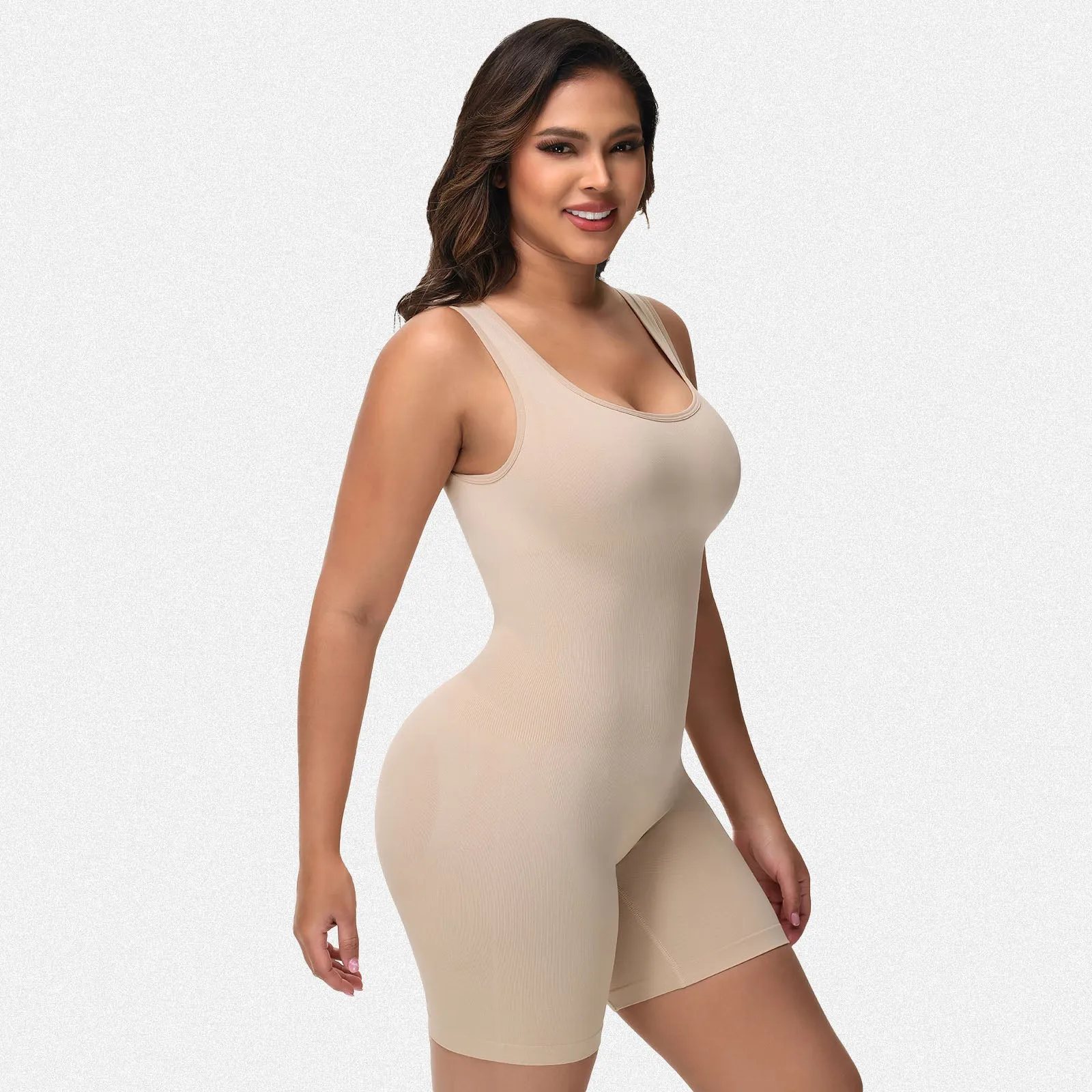 Shaperin Mid Thigh Shapewear Bodysuit with Shoulder Straps sold by Shaperin product image thumbnail 3