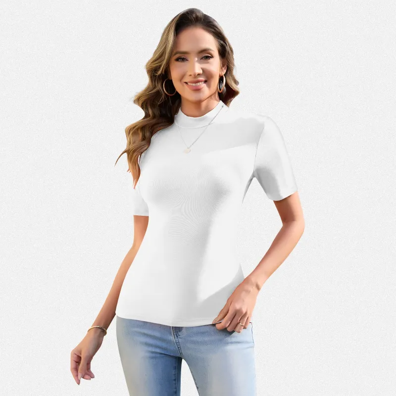 Shaperin Turtleneck Top Based Layer Tight Shirts Half Sleeve T-shirt made by Shaperin