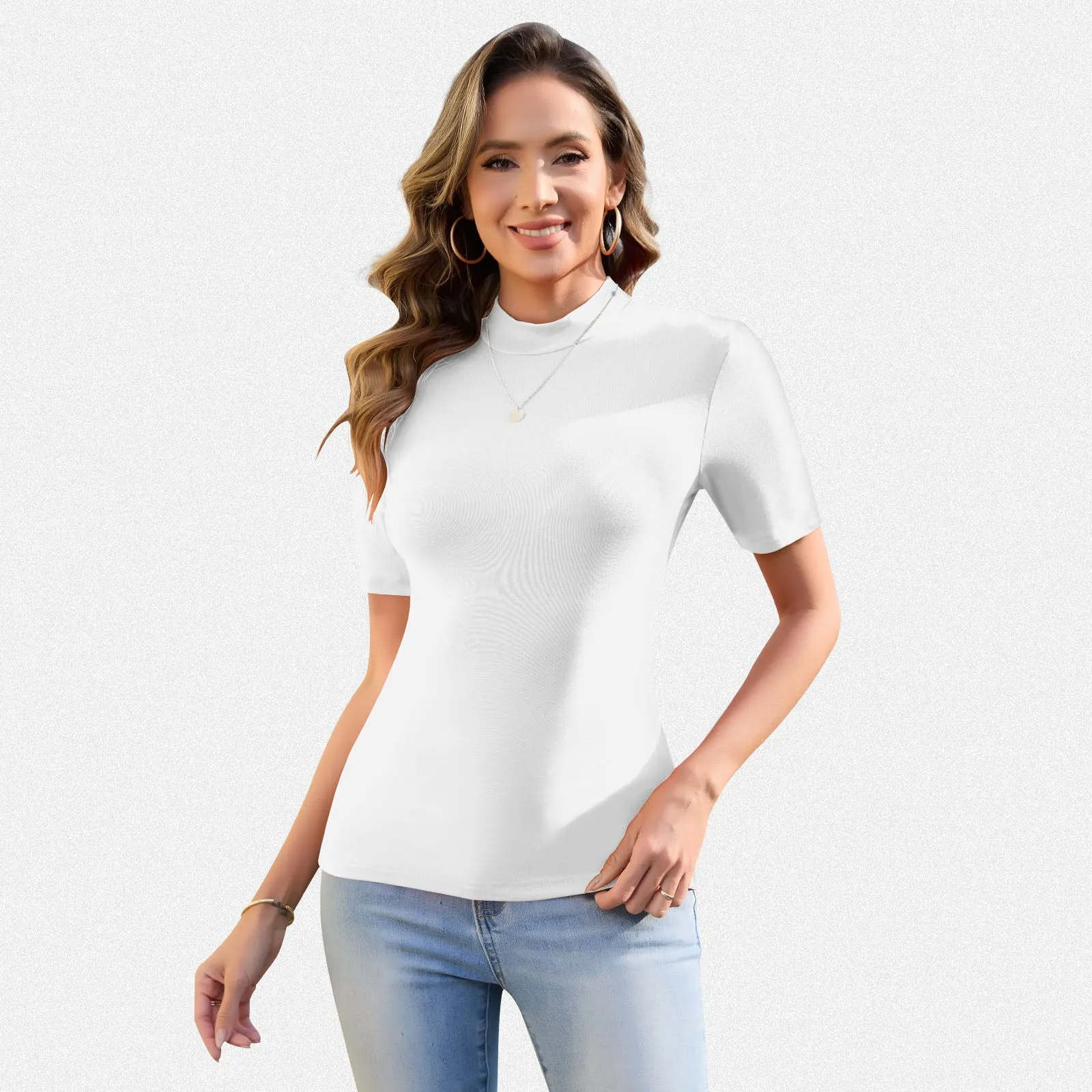 Shaperin Turtleneck Top Based Layer Tight Shirts Half Sleeve T-shirt sold by Shaperin
