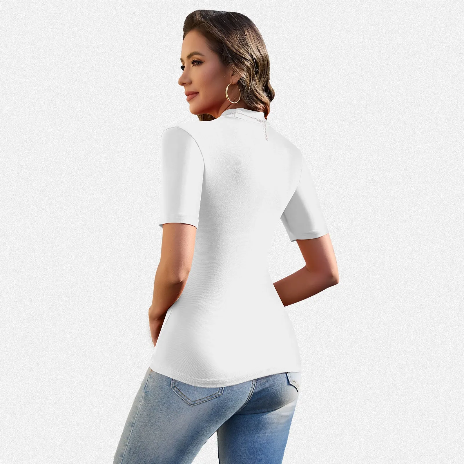 Shaperin Turtleneck Top Based Layer Tight Shirts Half Sleeve T-shirt sold by Shaperin product image thumbnail 4