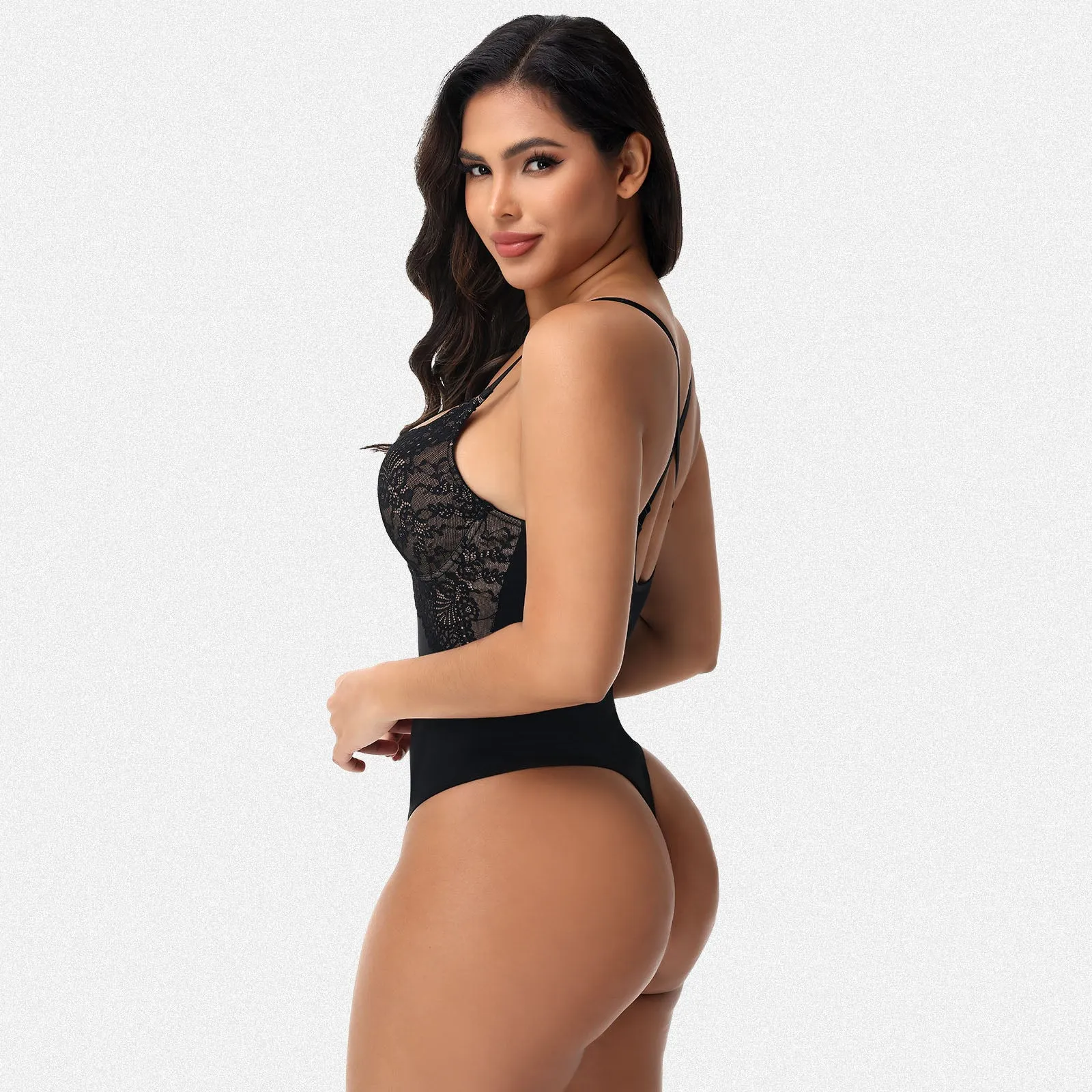 Shaperin Shapewear V Neck Tummy Control Thong Slimming Bodysuit sold by Shaperin product image thumbnail 4