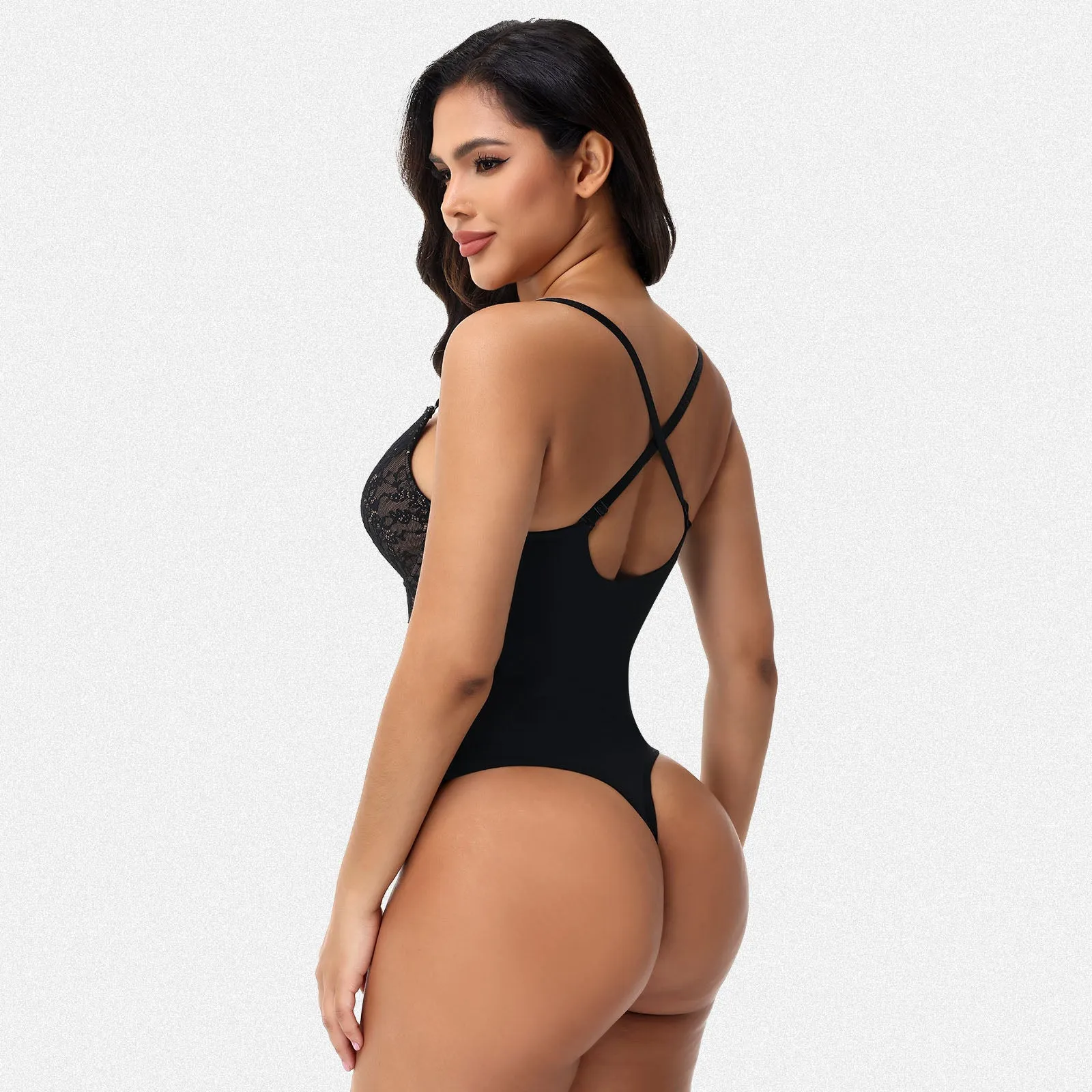 Shaperin Shapewear V Neck Tummy Control Thong Slimming Bodysuit sold by Shaperin product image thumbnail 5