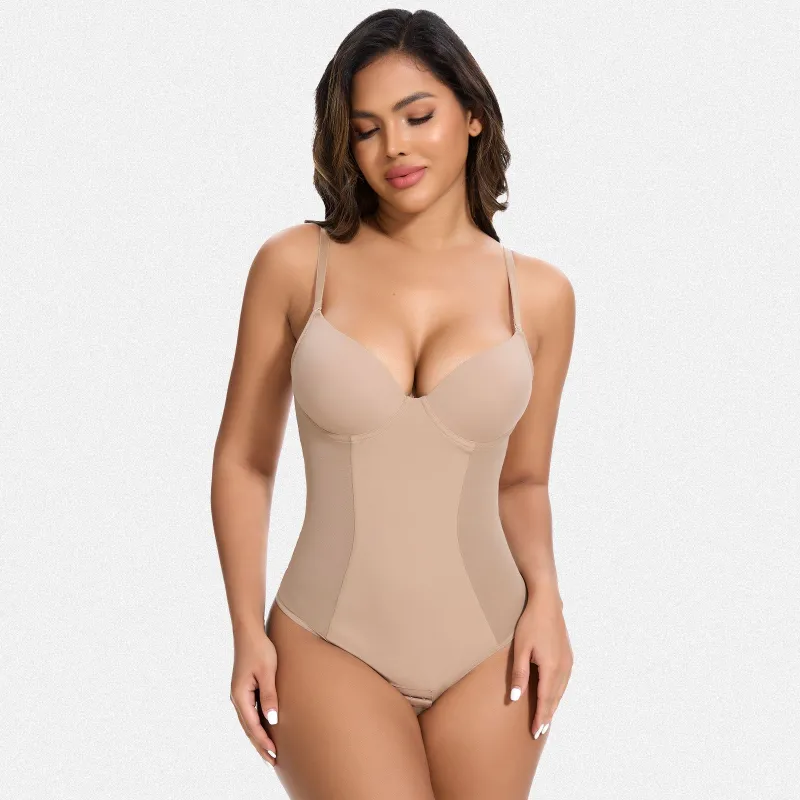 Shaperin Built in Bra Tummy Control Shapewear Backless Thong Low Back Bodysuit made by Shaperin