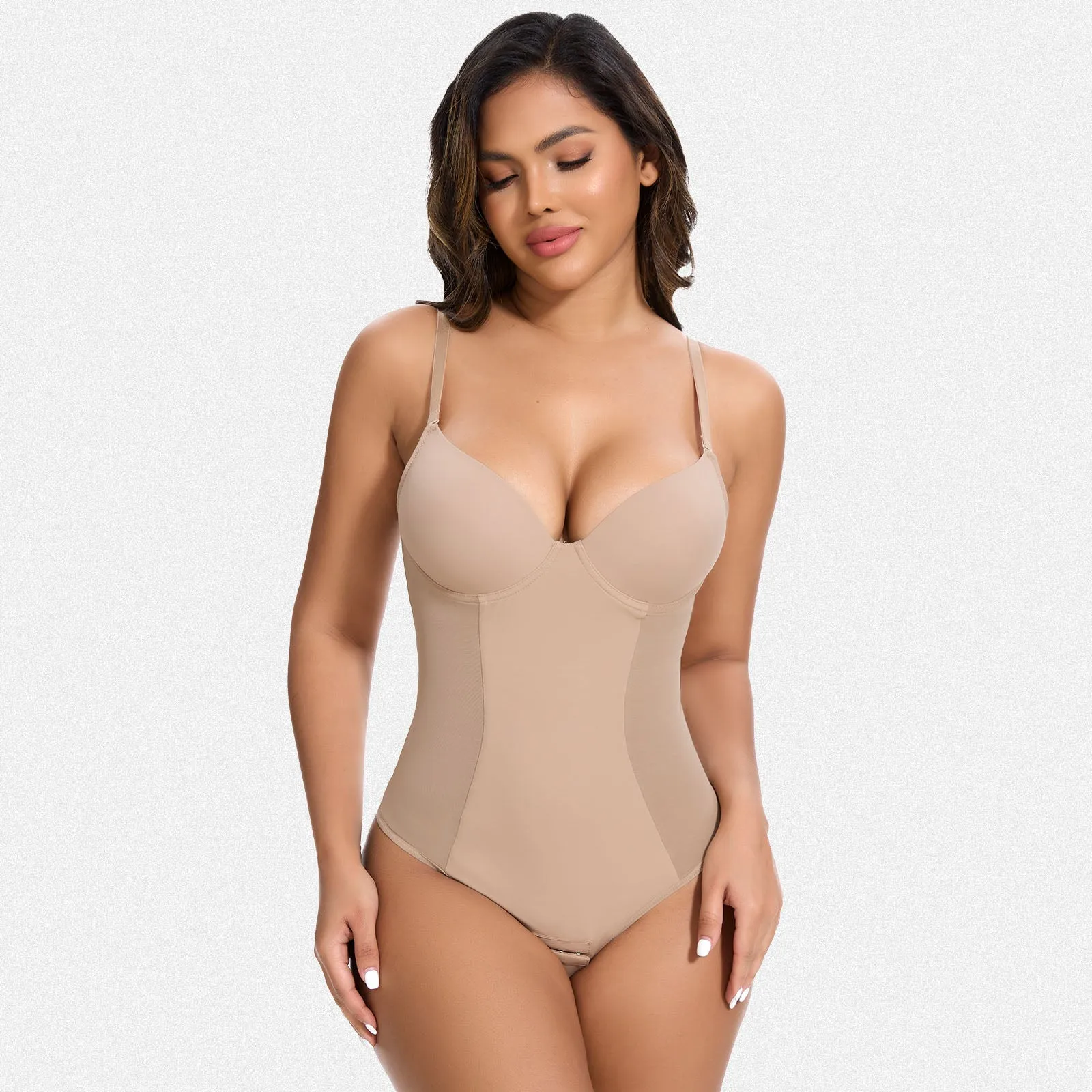 Shaperin Built in Bra Tummy Control Shapewear Backless Thong Low Back Bodysuit sold by Shaperin