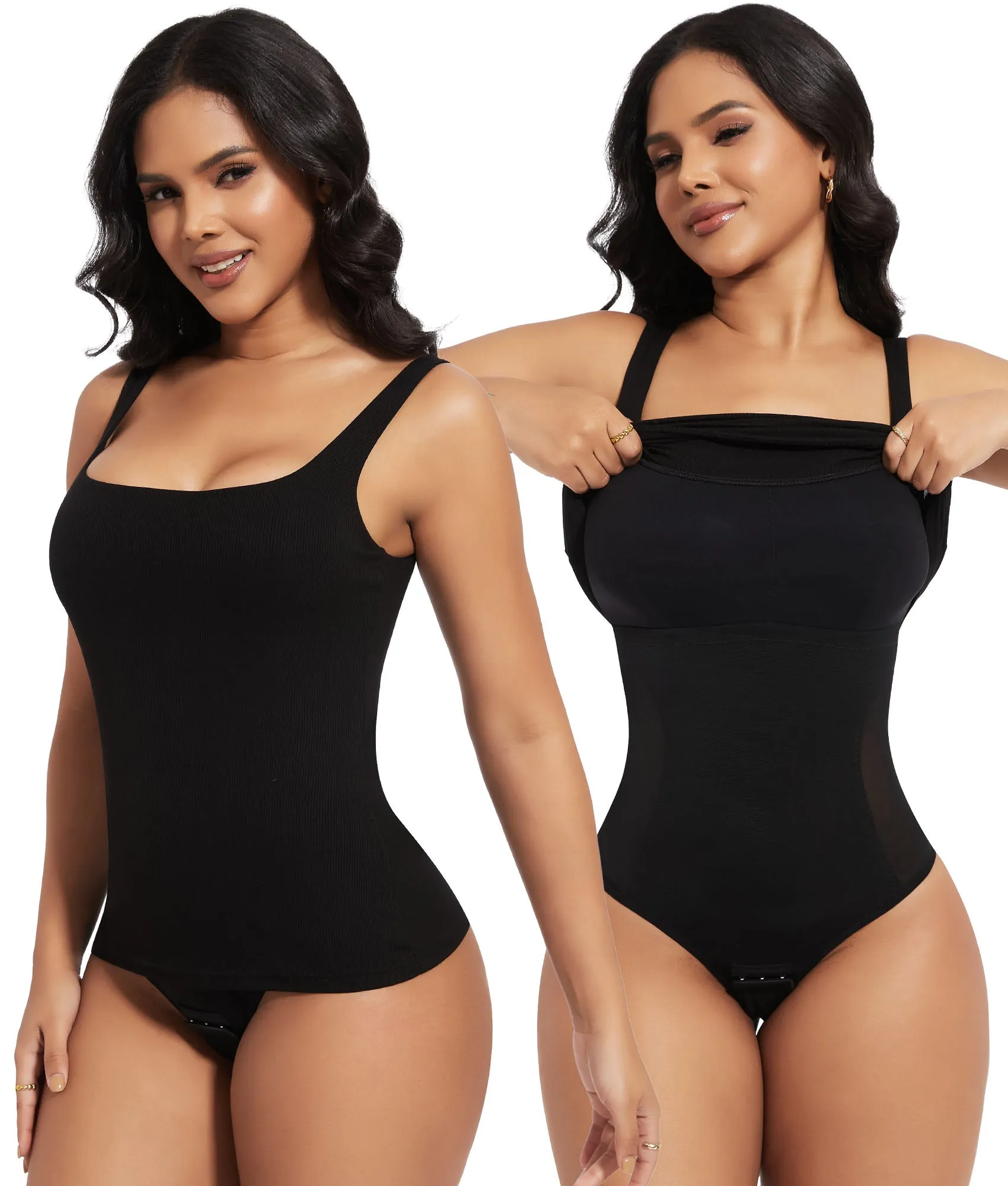 SHAPERIN Damen Figurformend BH-Hemd Eckiger Ausschnitt Ärmellos Shapewear Bauchweg Bodysuit Oberteile Sommer Built-in Bra Tank Top sold by Shaperin product image thumbnail 2