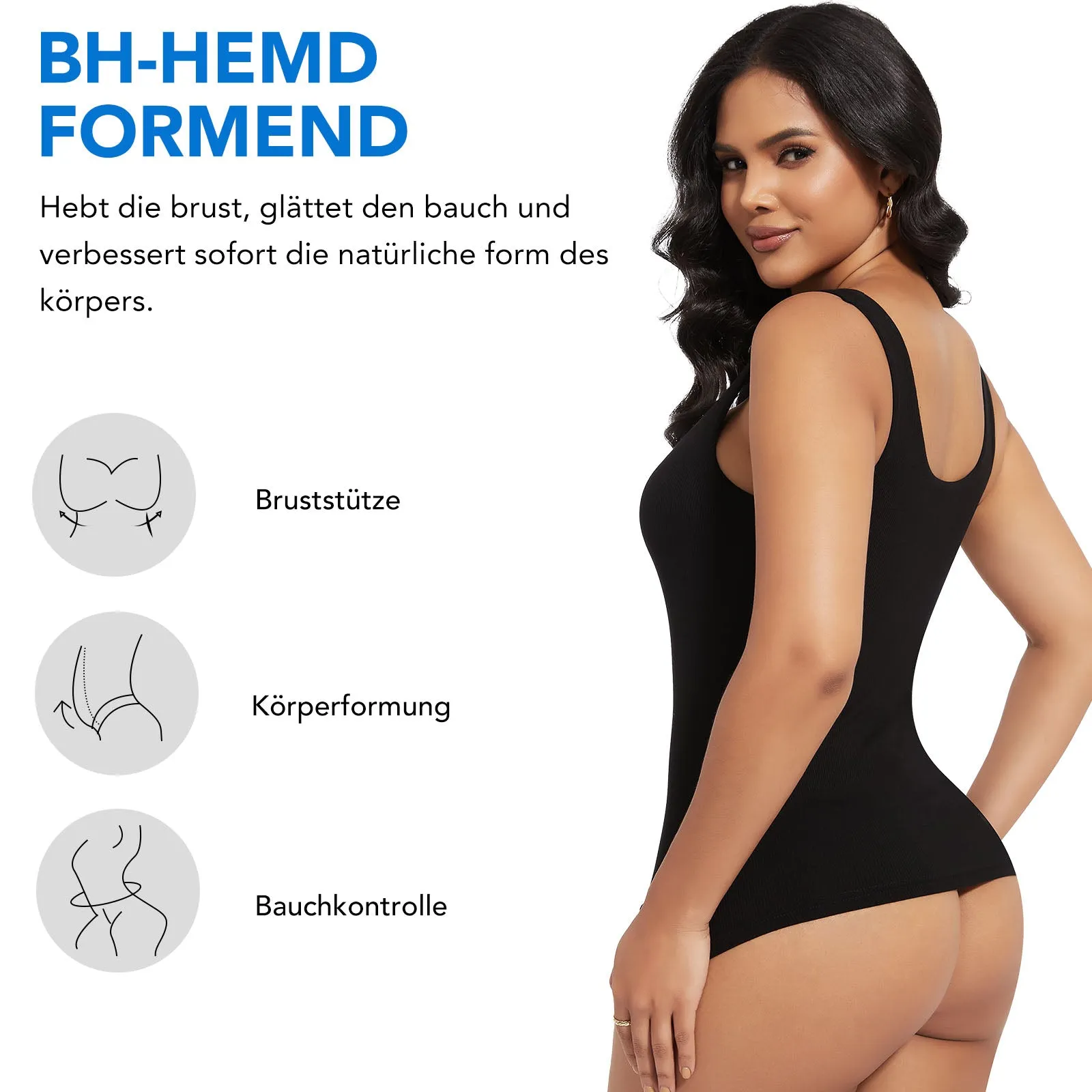 SHAPERIN Damen Figurformend BH-Hemd Eckiger Ausschnitt Ärmellos Shapewear Bauchweg Bodysuit Oberteile Sommer Built-in Bra Tank Top sold by Shaperin product image thumbnail 5