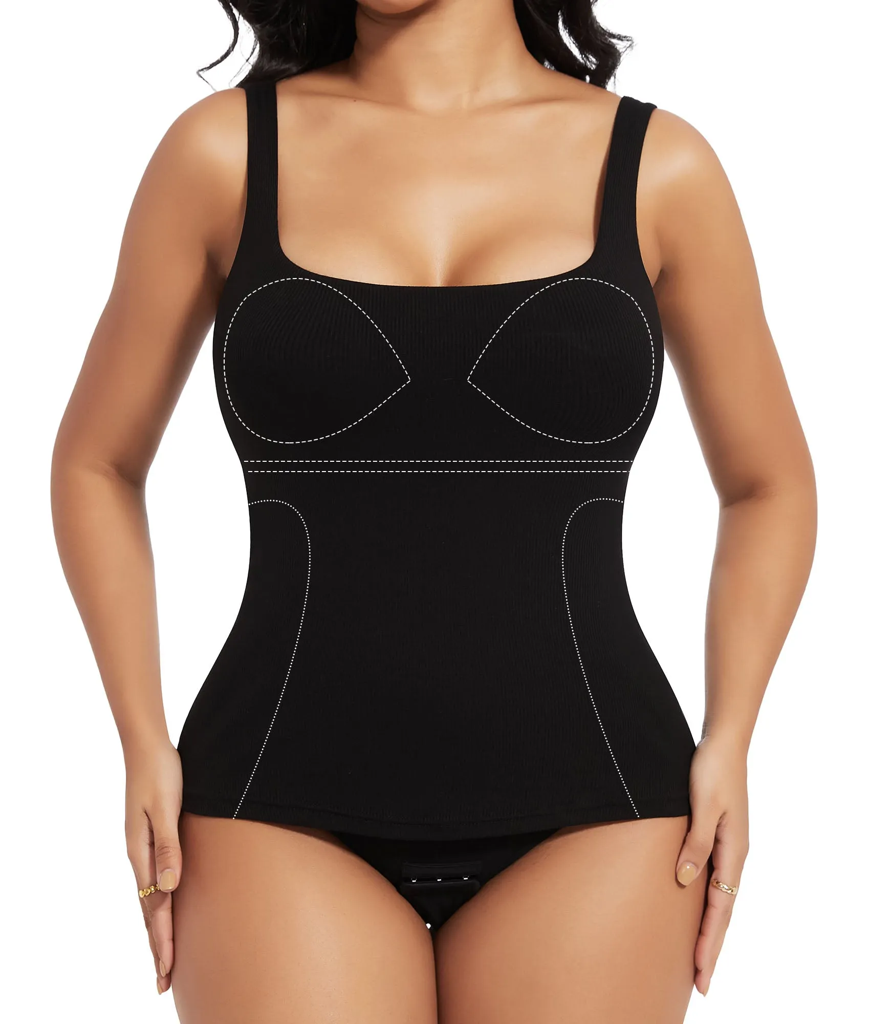 SHAPERIN Damen Figurformend BH-Hemd Eckiger Ausschnitt Ärmellos Shapewear Bauchweg Bodysuit Oberteile Sommer Built-in Bra Tank Top sold by Shaperin