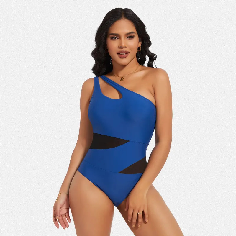 Shaperin Tummy Control One Piece One Shoulder Asymmetrical Swimsuit sold by Shaperin