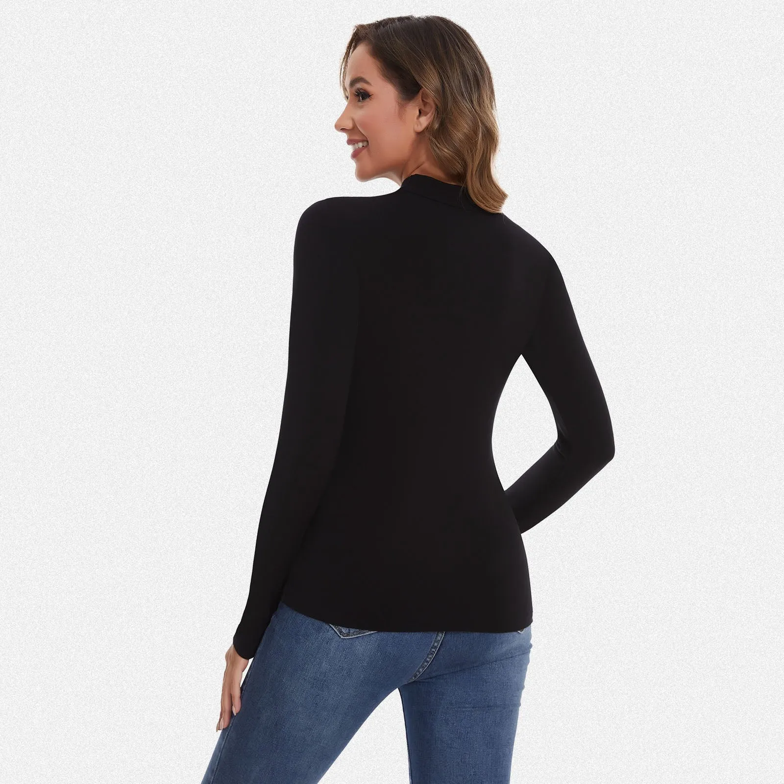 Shaperin Long Sleeve Cutout Mock Turtleneck Slim Fit Top sold by Shaperin product image thumbnail 4