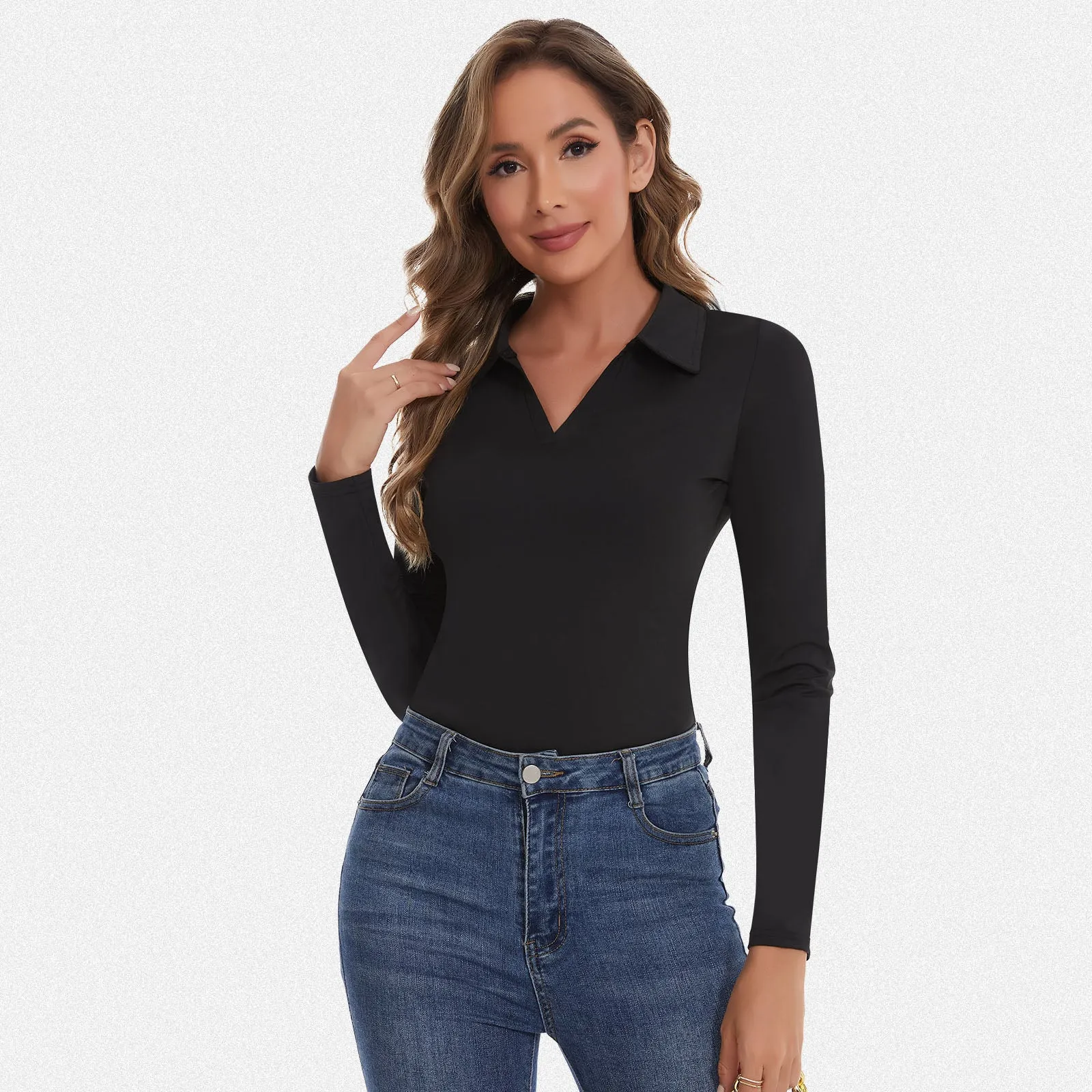 Shaperin Long Sleeve Golf Polo Shirt Collared V Neck Top sold by Shaperin product image thumbnail 3