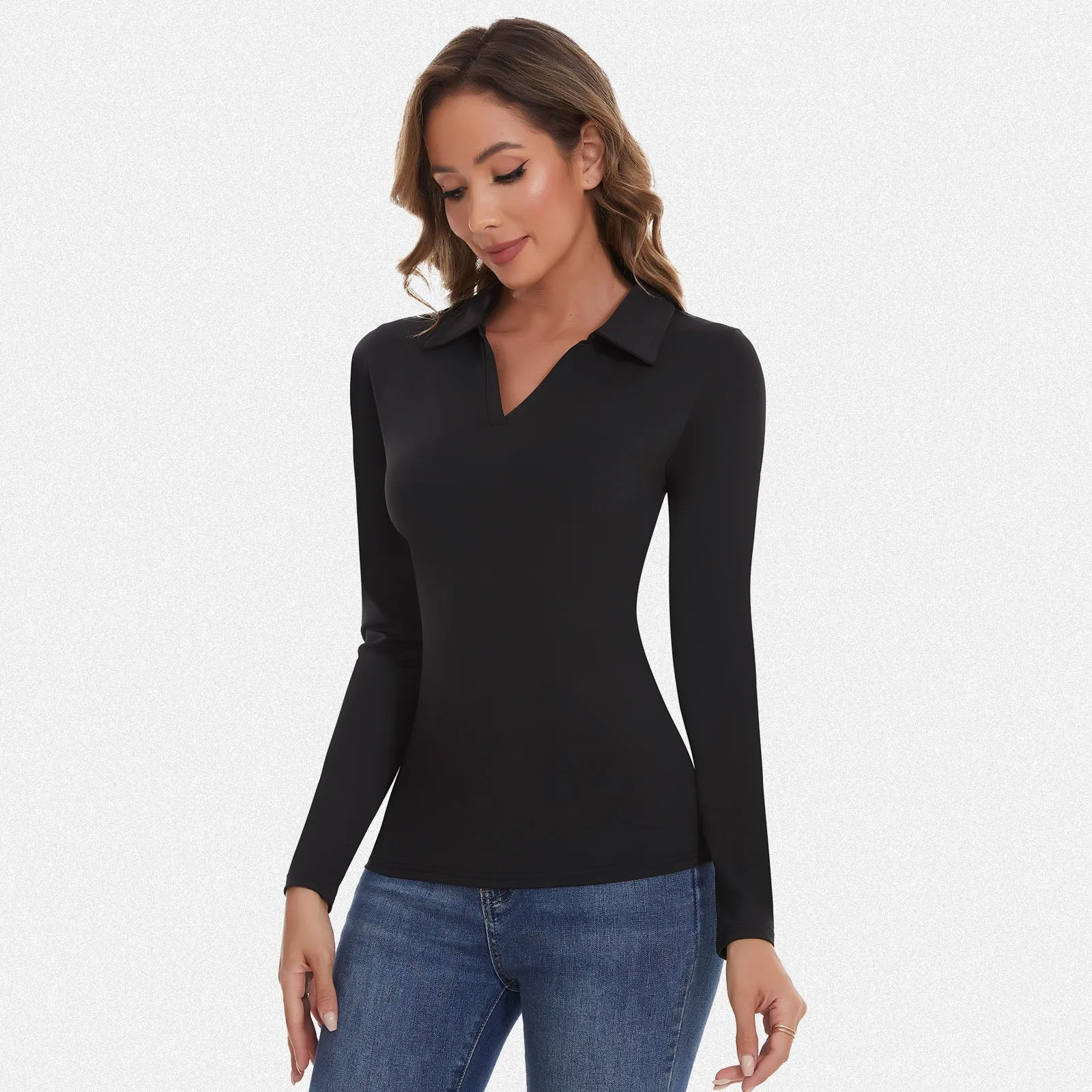 Shaperin Long Sleeve Golf Polo Shirt Collared V Neck Top sold by Shaperin product image thumbnail 2