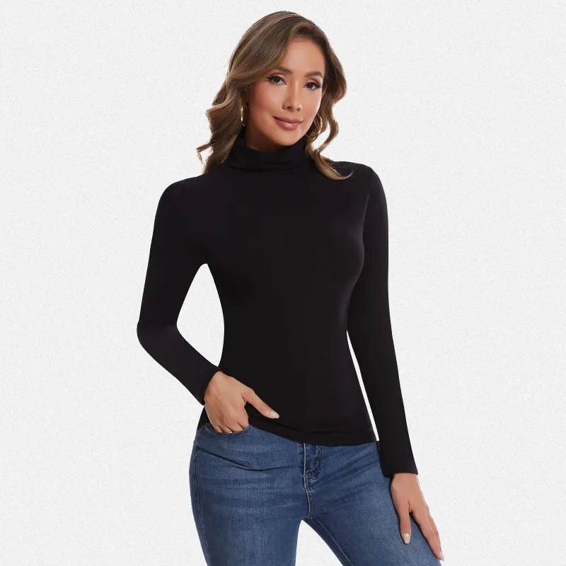 Shaperin Long Sleeve Turtleneck Tops Slim Pullover Shirts made by Shaperin