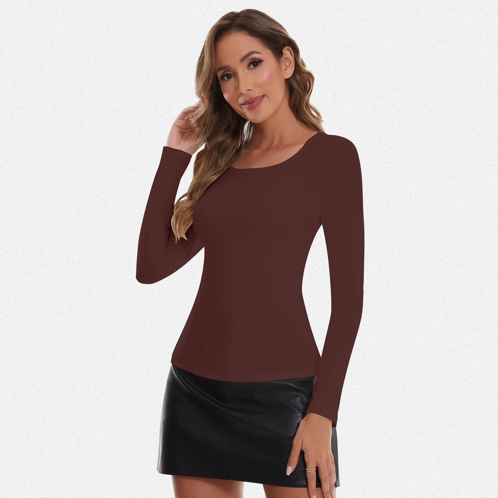 Shaperin Long Sleeve Scoop Neck Basic Slim Fit Top sold by Shaperin product image thumbnail 2