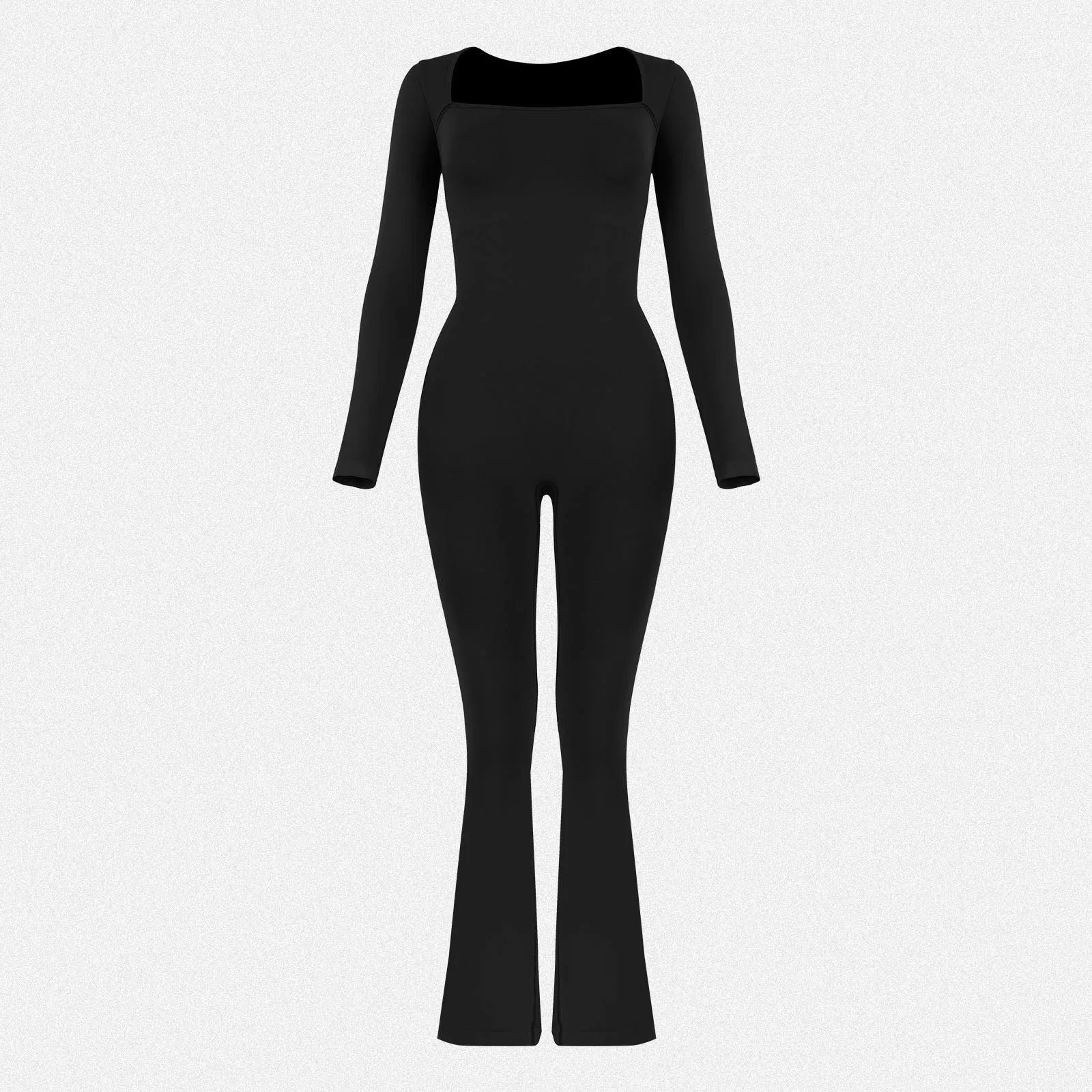 Shaperin Long Sleeve Suqare Neck Flared Leggings Workout Unitard Jumpsuit sold by Shaperin product image thumbnail 5