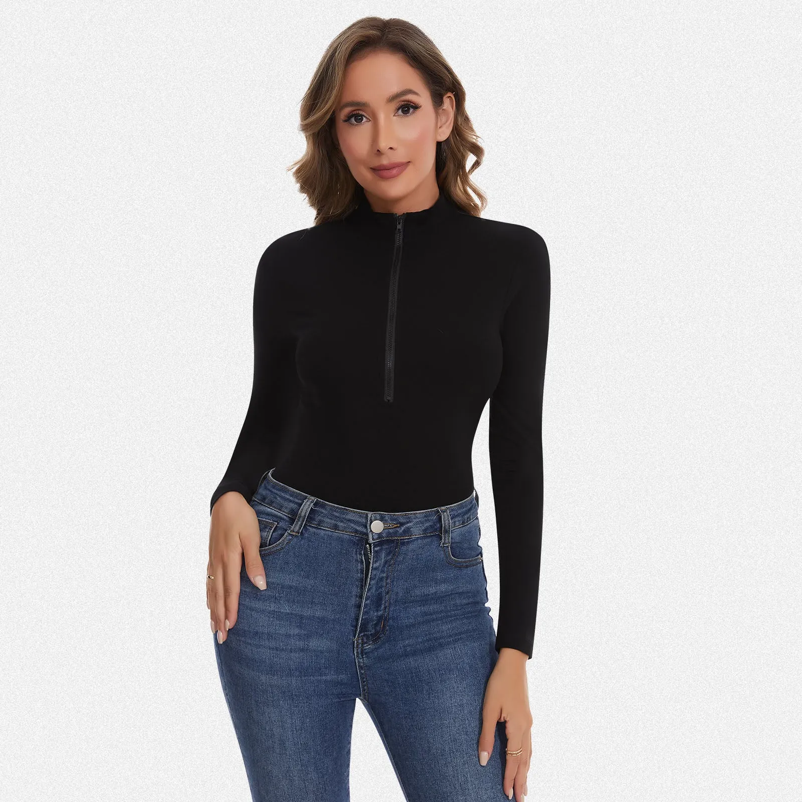 Shaperin Long Sleeve Zip Up Bodysuit Top sold by Shaperin product image thumbnail 4