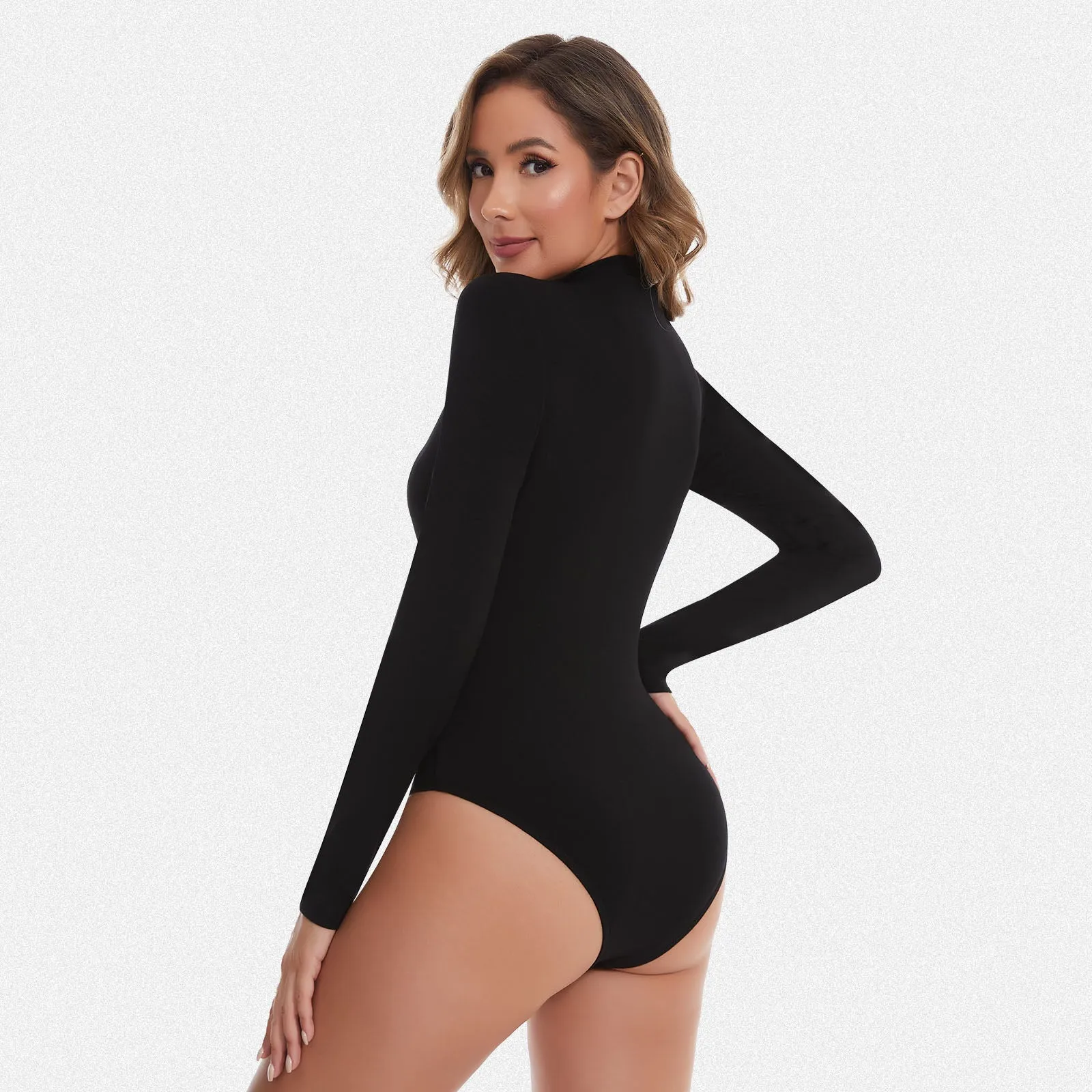 Shaperin Long Sleeve Zip Up Bodysuit Top sold by Shaperin product image thumbnail 3