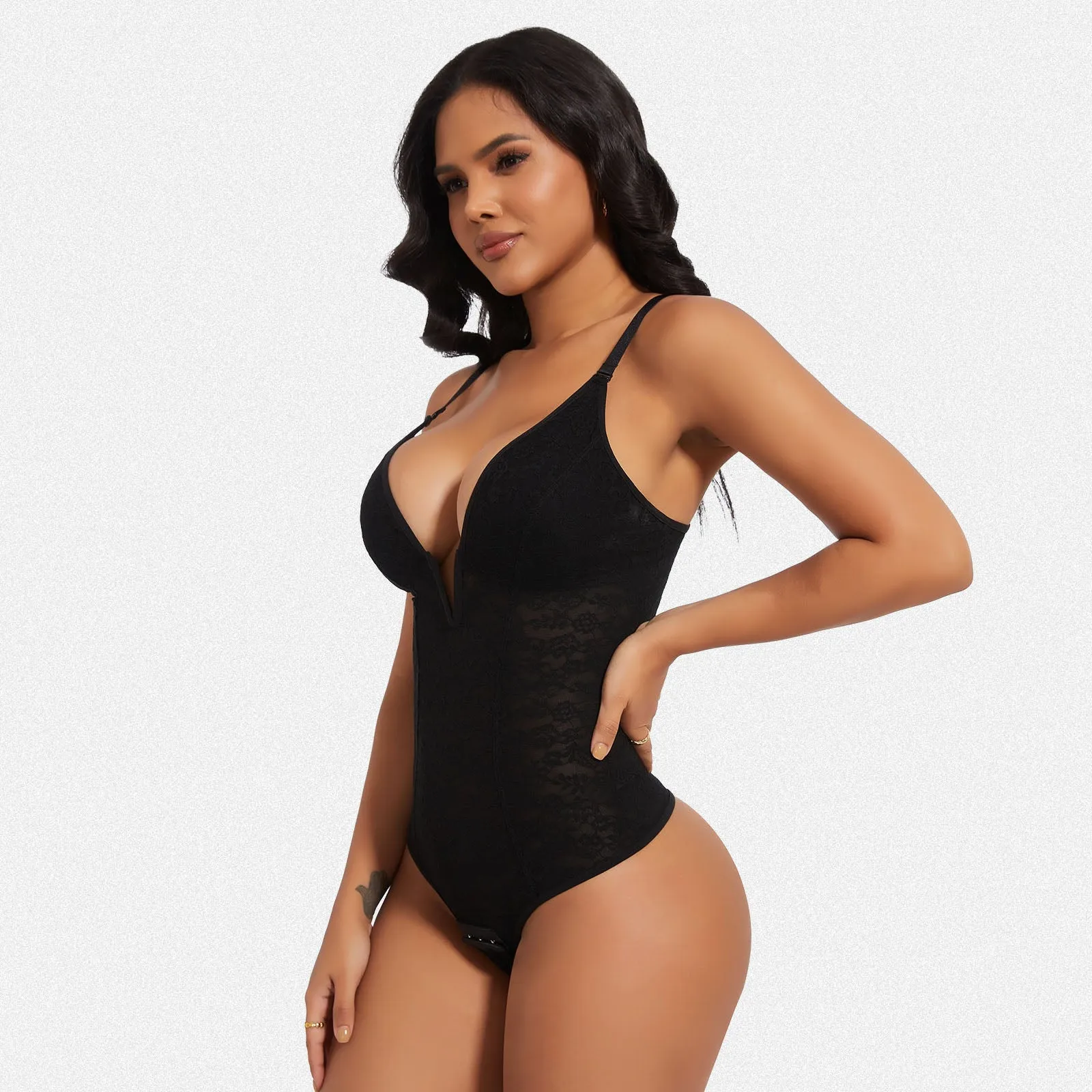 Shaperin Lace Bodysuit Deep V Shapewear Thong sold by Shaperin product image thumbnail 4