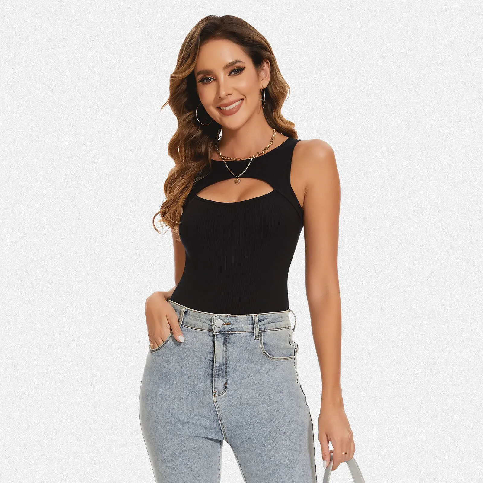 Shaperin Front Cutout Short Sleeve Bodysuit Top sold by Shaperin product image thumbnail 4
