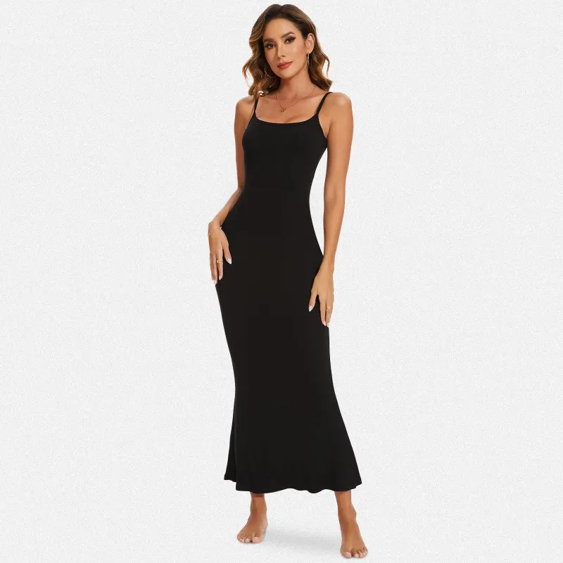Shaperin Spaghetti Strap Ribbed Bodycon Maxi Dress made by Shaperin