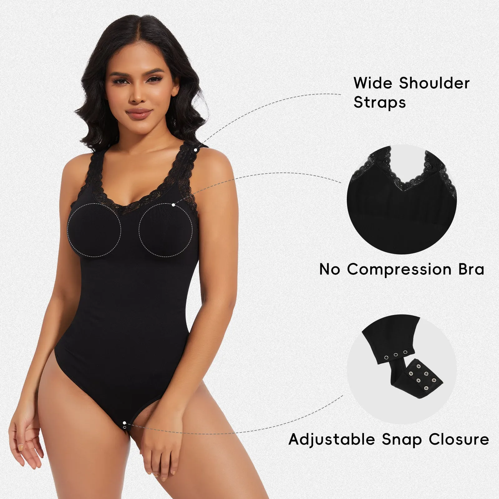 Shaperin Lace V Neck Bodysuit sold by Shaperin product image thumbnail 2