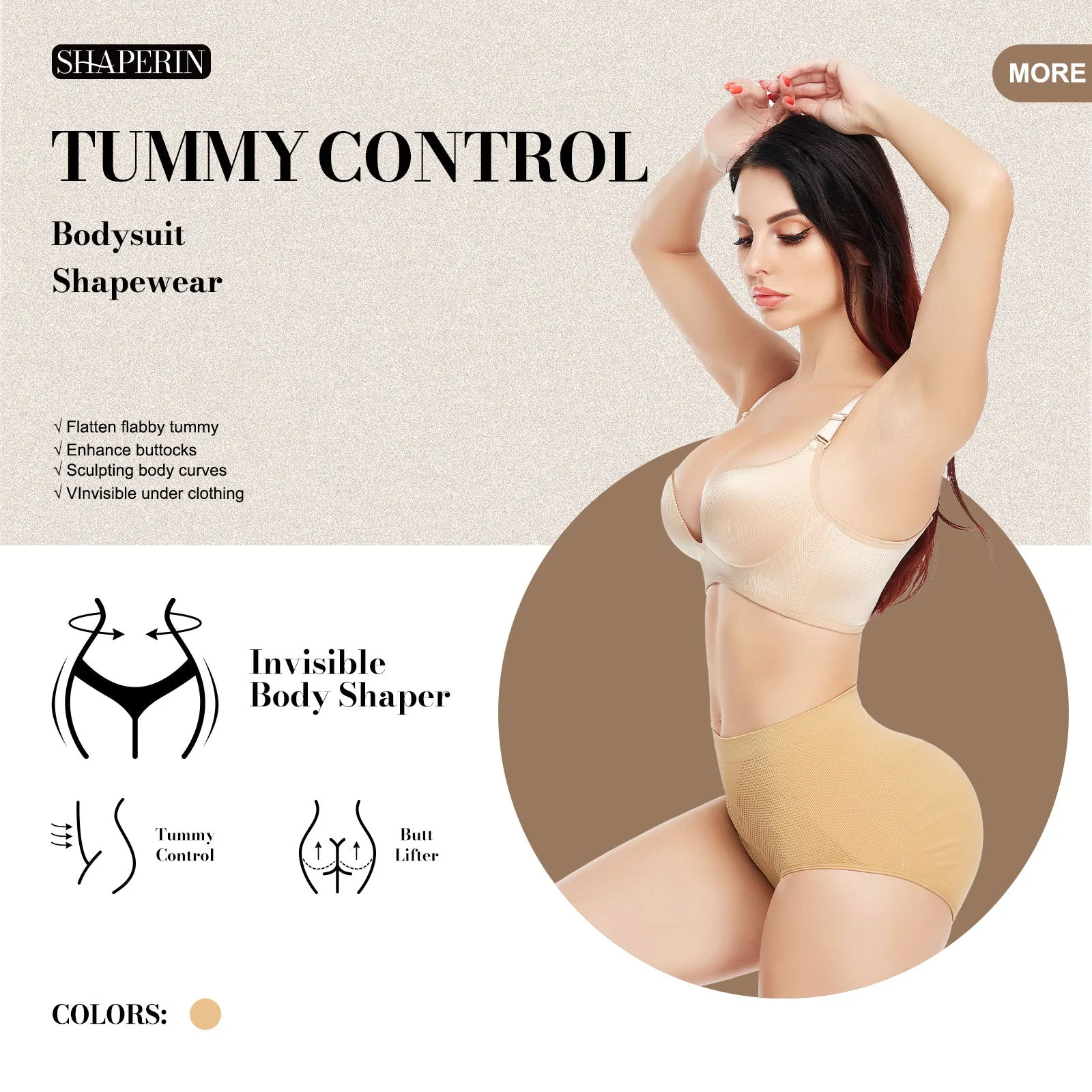 Shaperin Deep V Smooth-Finish Thong Backless Bodysuit sold by Shaperin product image thumbnail 2