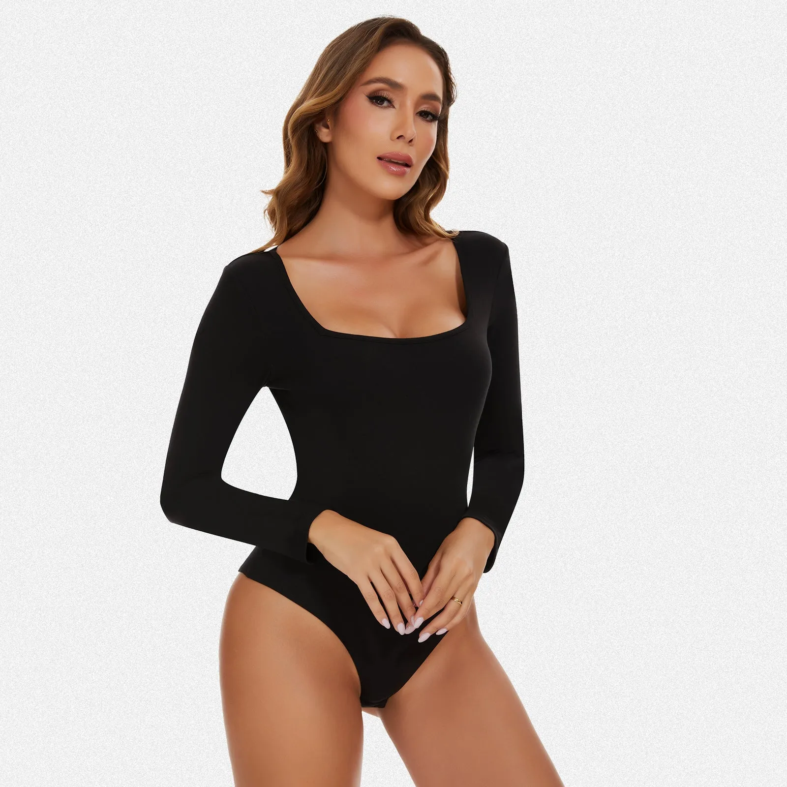 Shaperin Square Neck Long Sleeve Bodysuit Top sold by Shaperin product image thumbnail 2