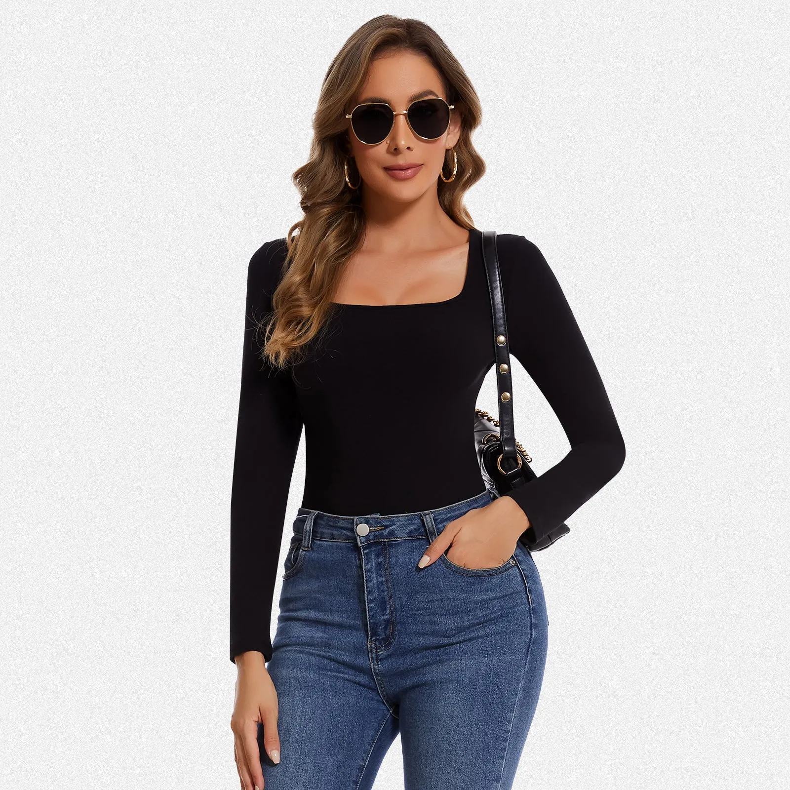 Shaperin Square Neck Long Sleeve Bodysuit Top sold by Shaperin product image thumbnail 4