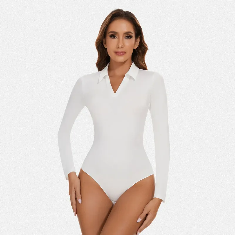 Shaperin V Neck Polo Long Sleeve Bodysuit sold by Shaperin