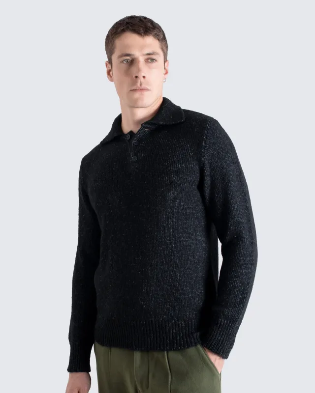 Kier Knit Polo - Dark Grey sold by Far Afield