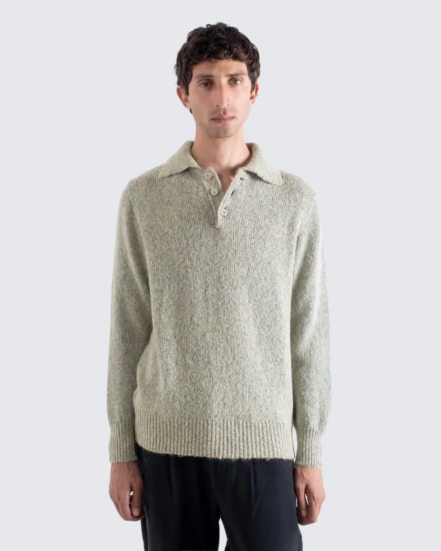 Kier Knit Polo - Stone sold by Far Afield