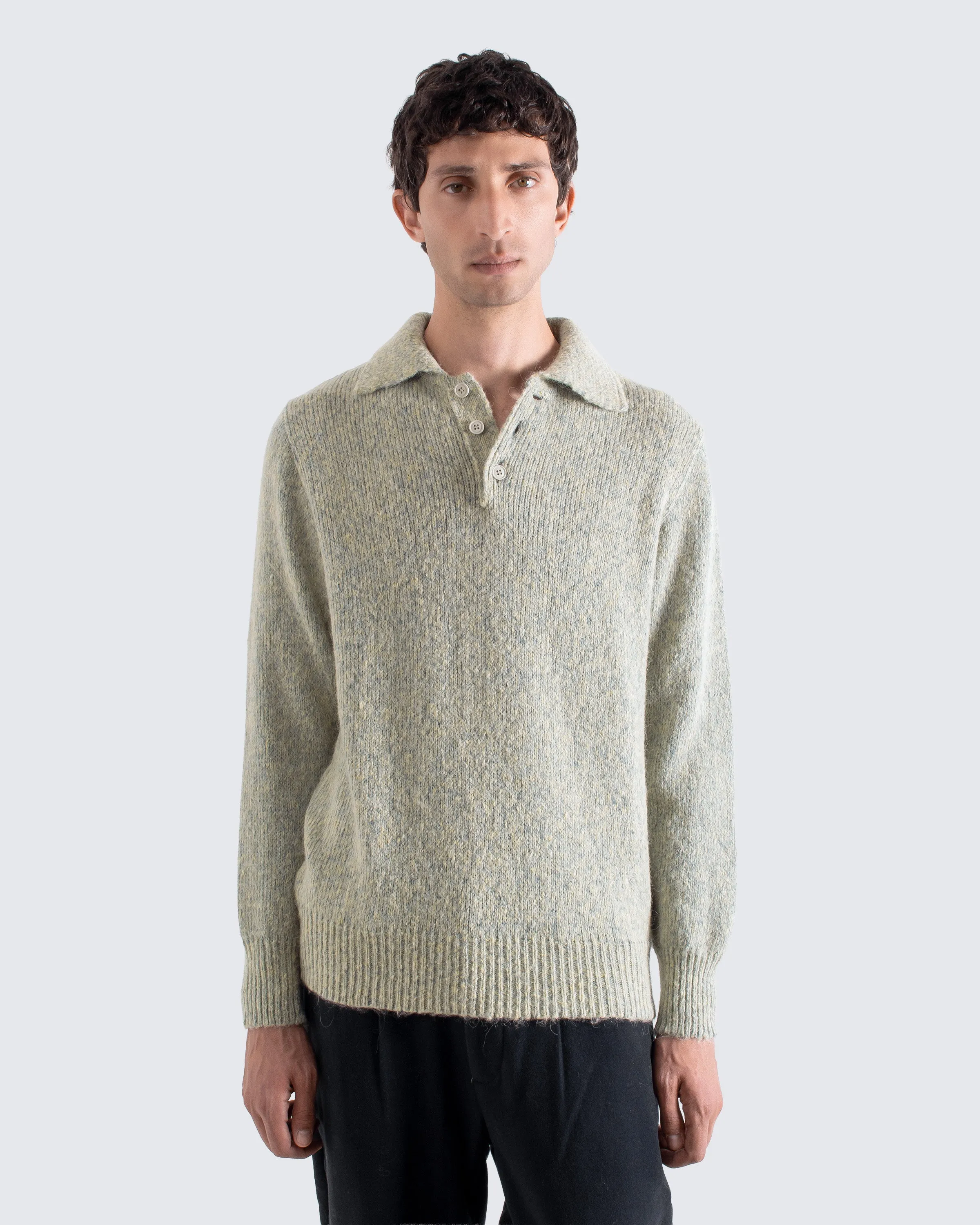 Kier Knit Polo - Stone sold by Far Afield