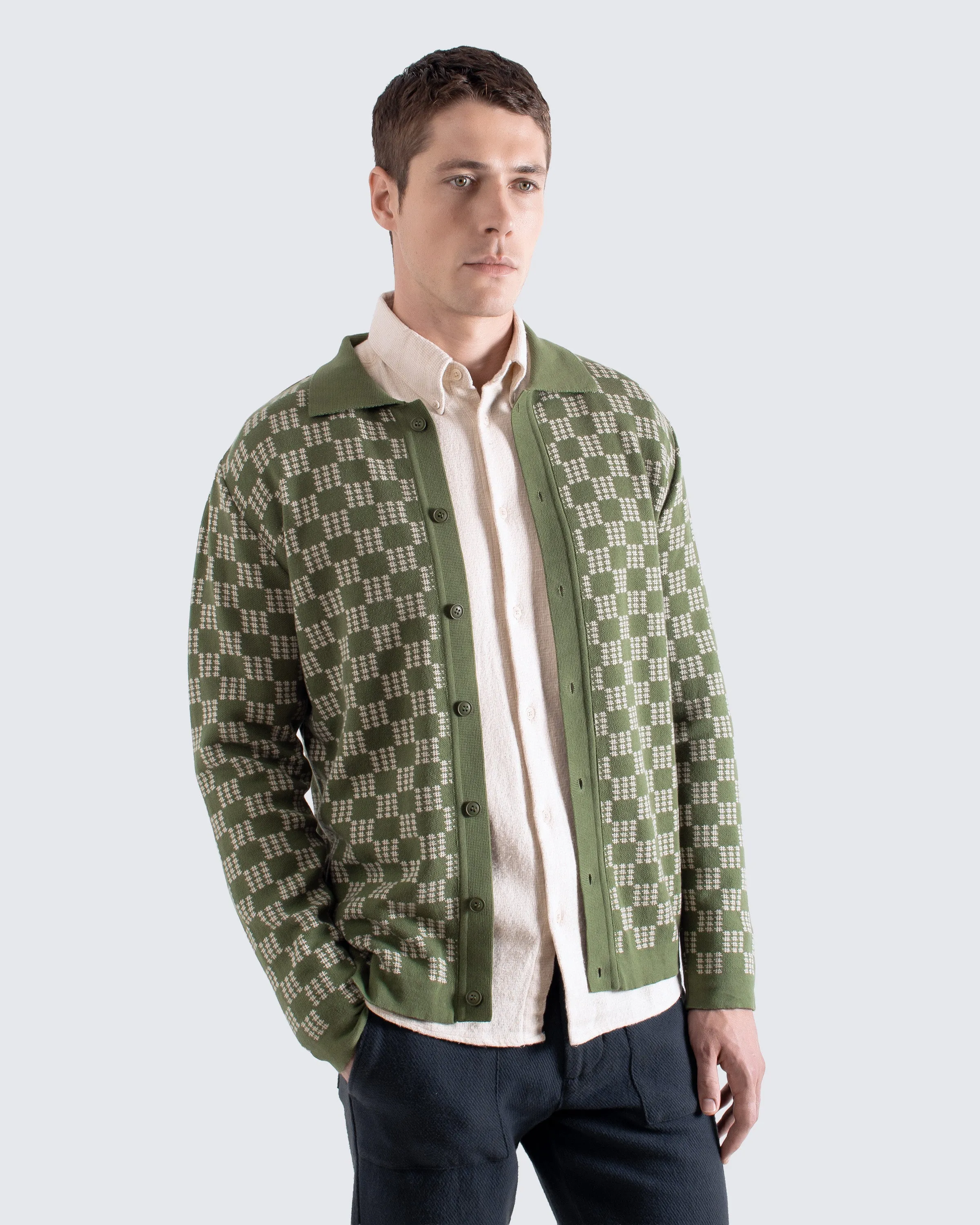Zigger Knit Shirt - Criss-Cross Green sold by Far Afield product image thumbnail 2